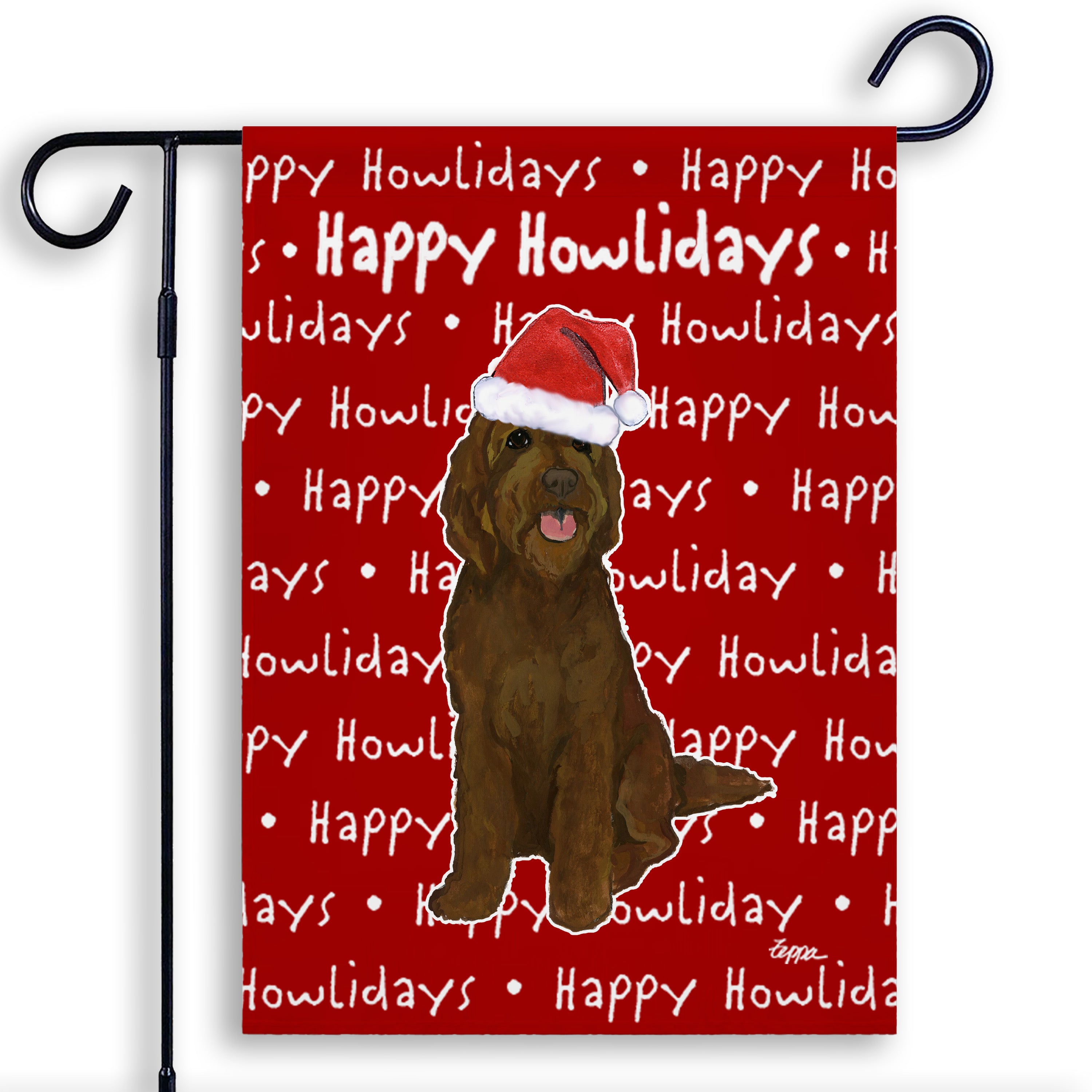 Golden-Labra Doodle Christmas Garden Flag