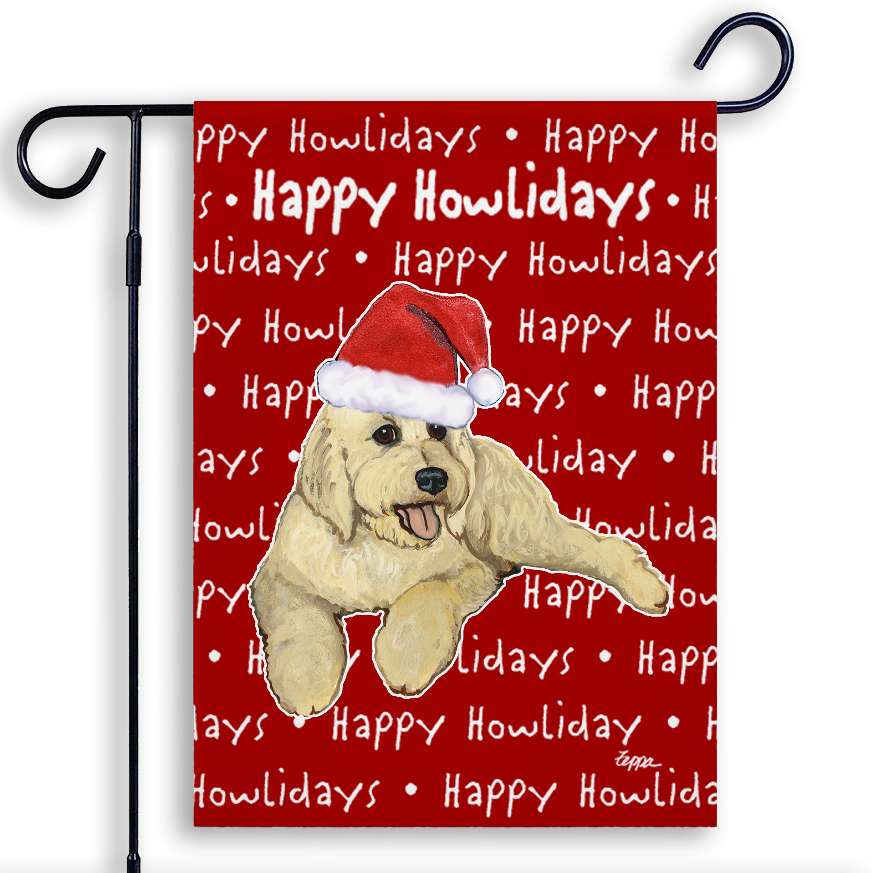 Golden-Labra Doodle Christmas Garden Flag