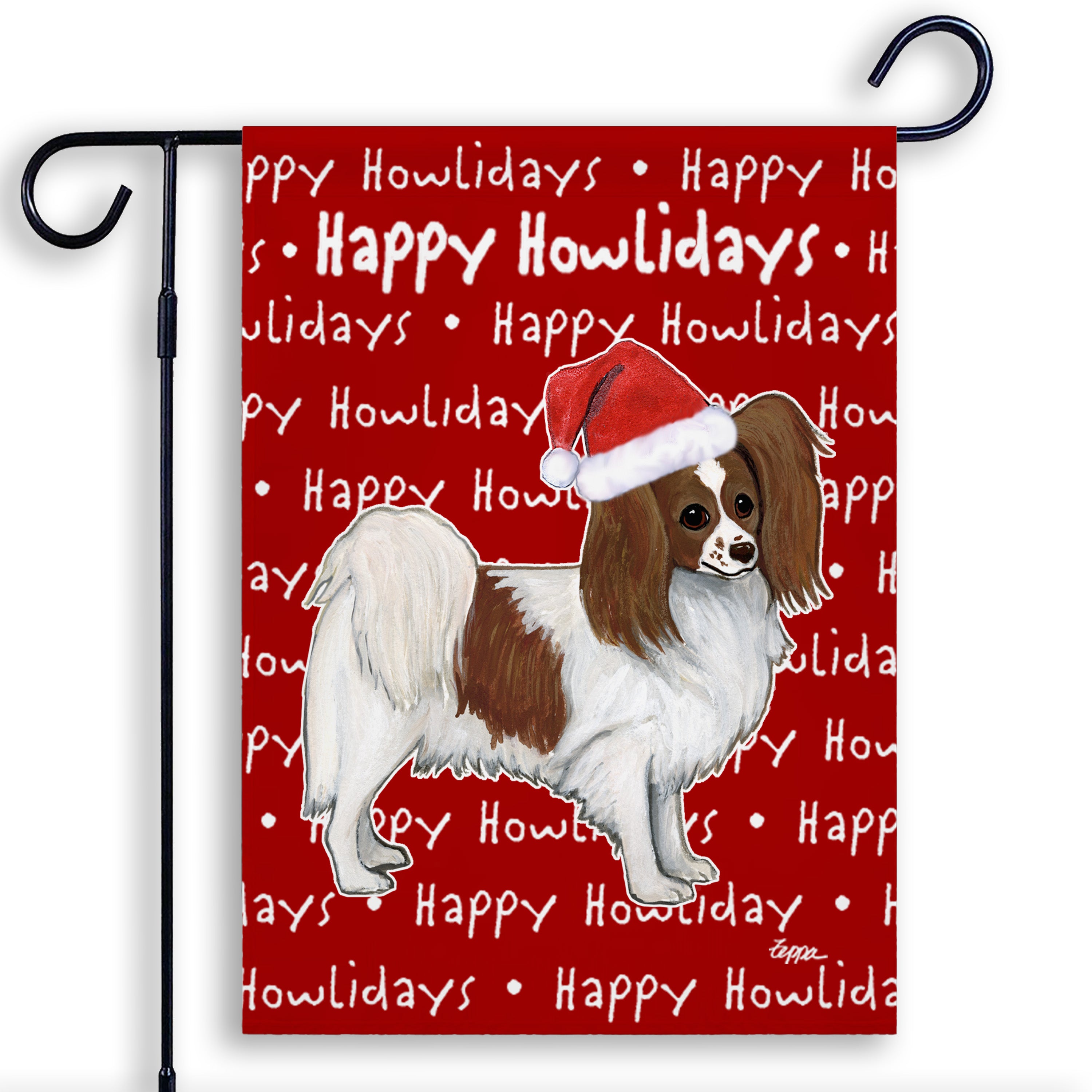 Papillon Christmas Garden Flag