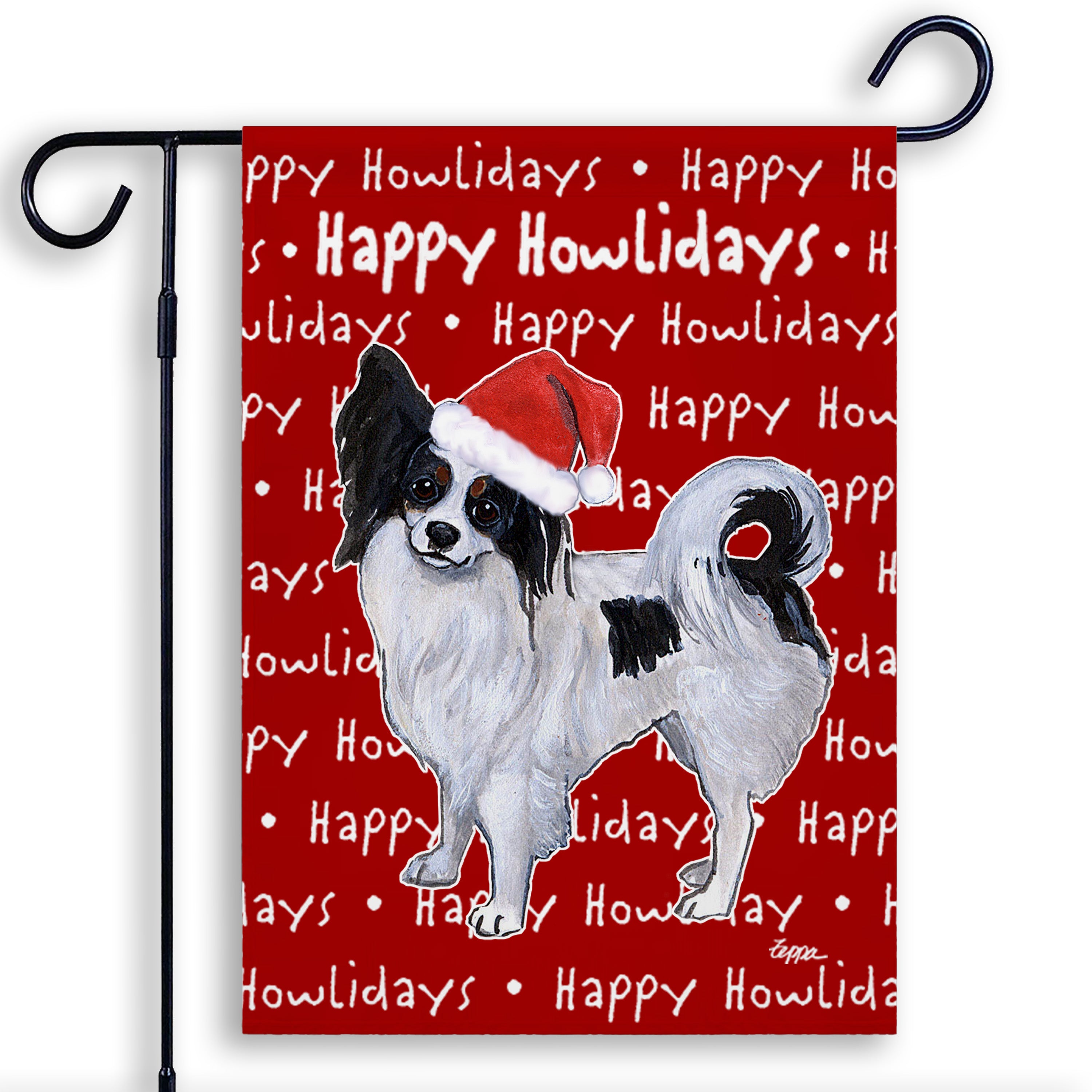 Papillon Christmas Garden Flag