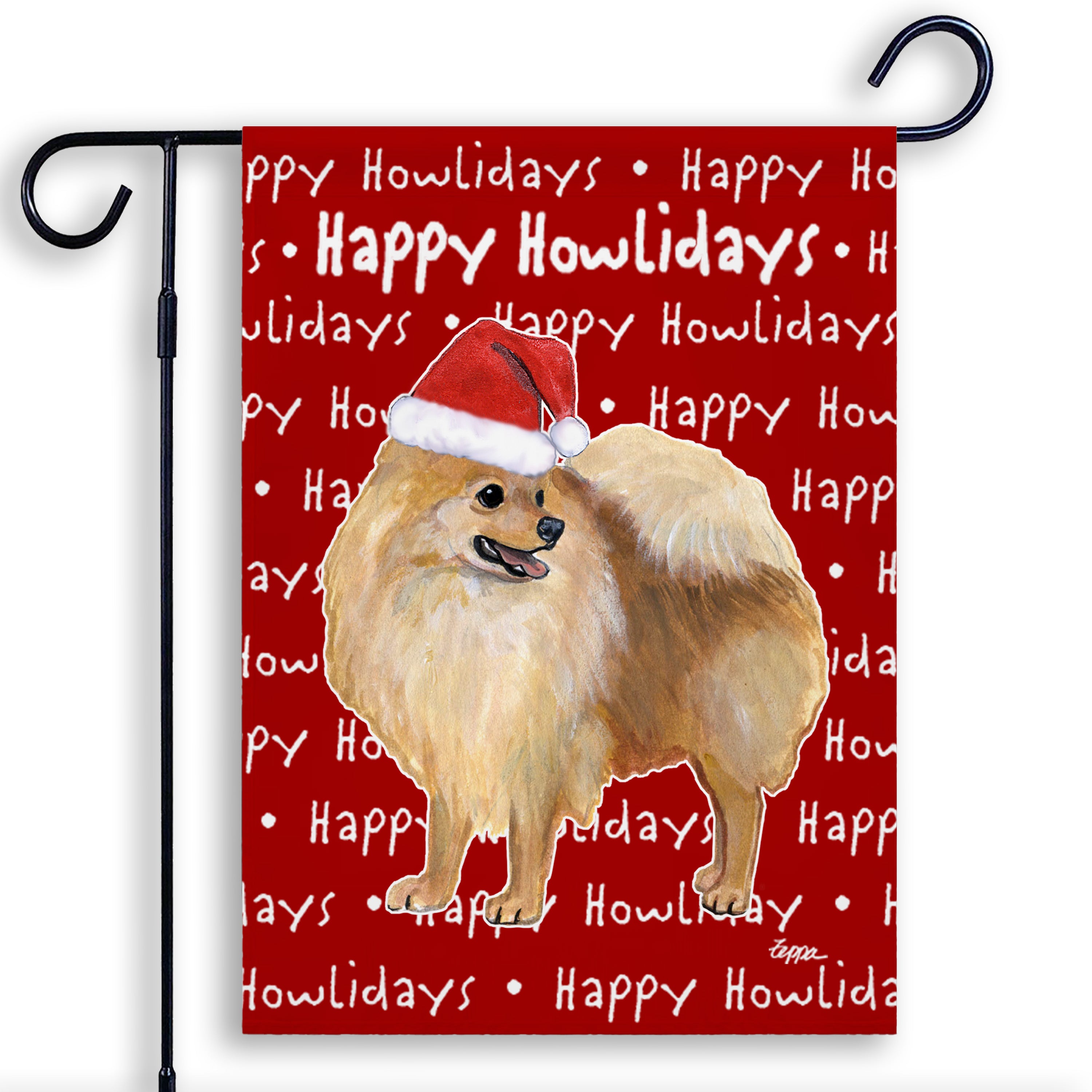 Pomeranian Christmas Garden Flag