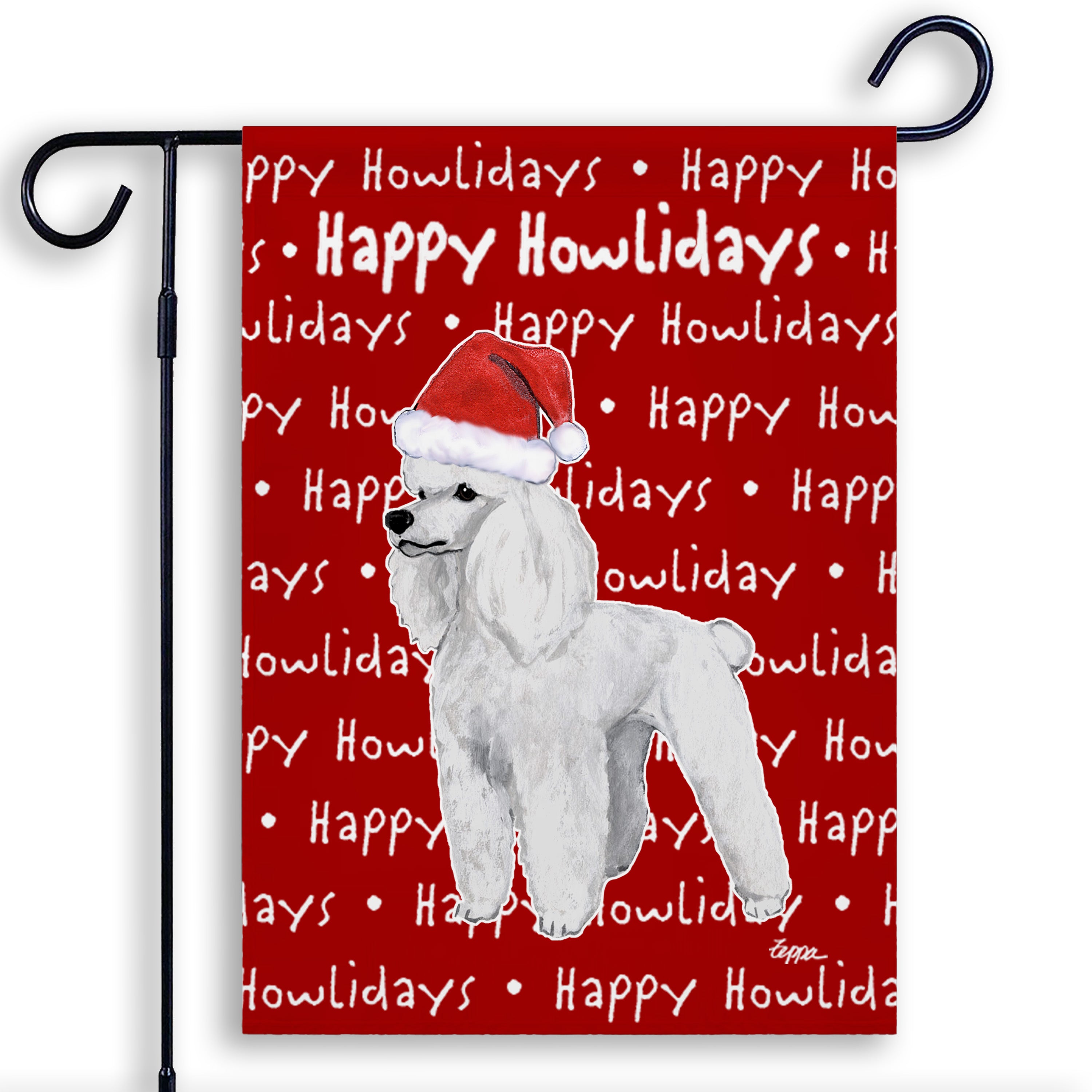 Poodle Christmas Garden Flag