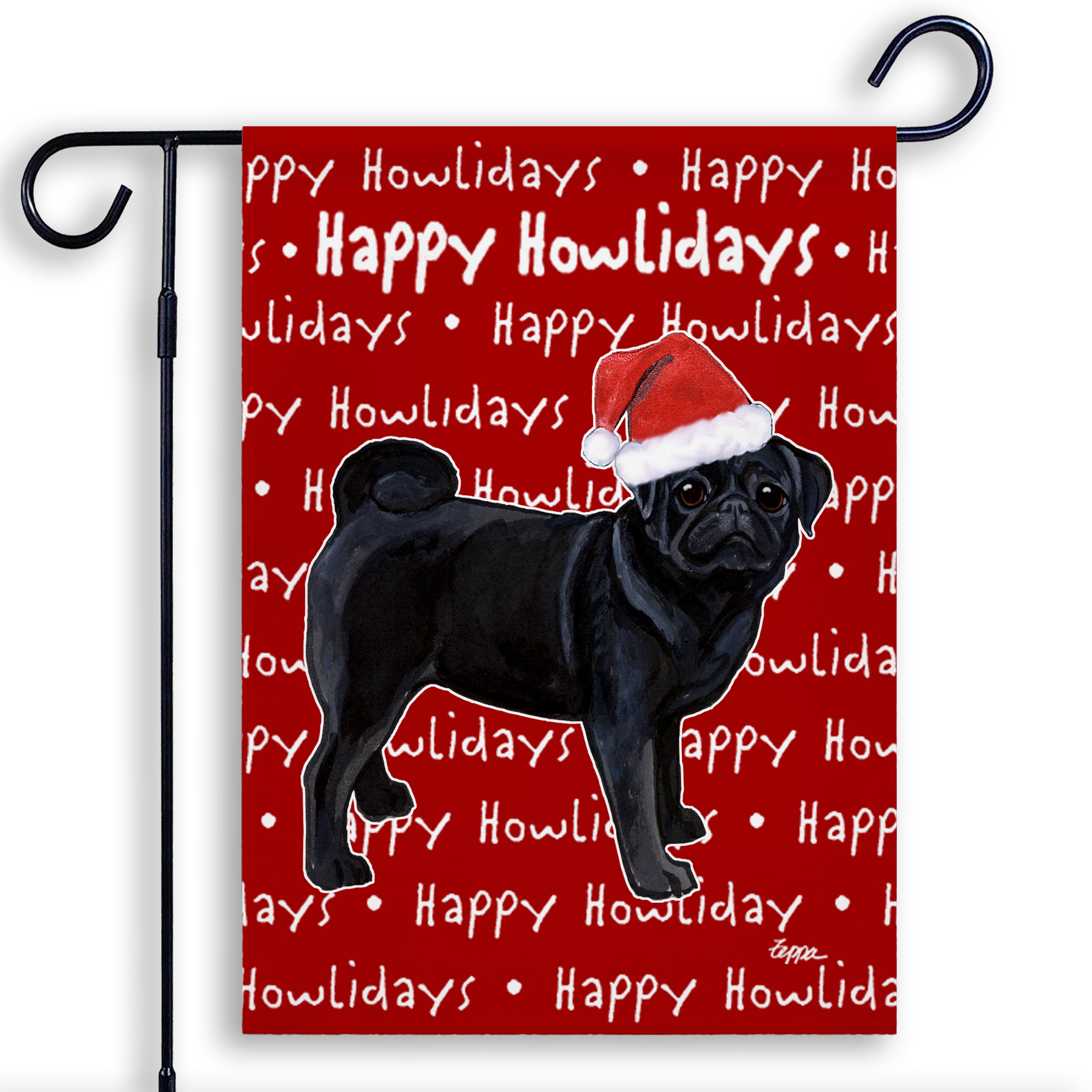 Pug Christmas Garden Flag