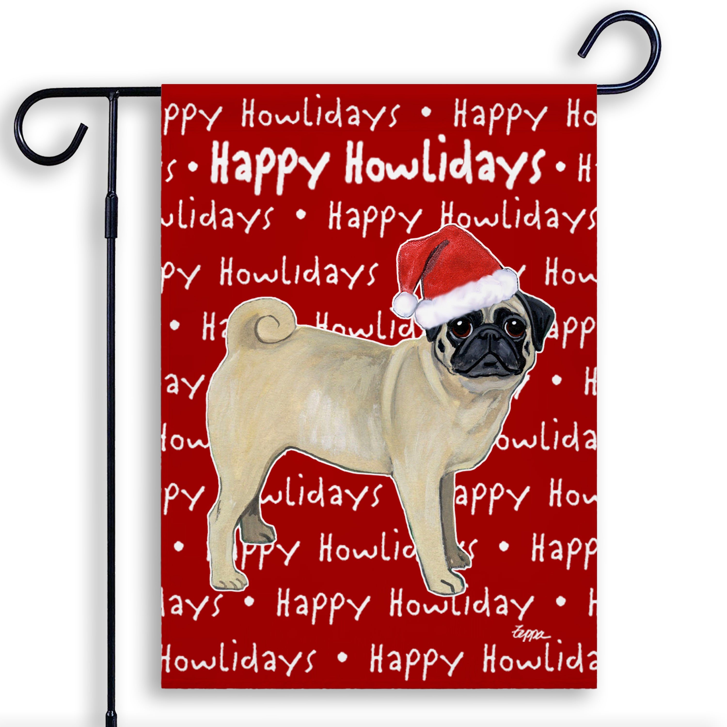 Pug Christmas Garden Flag