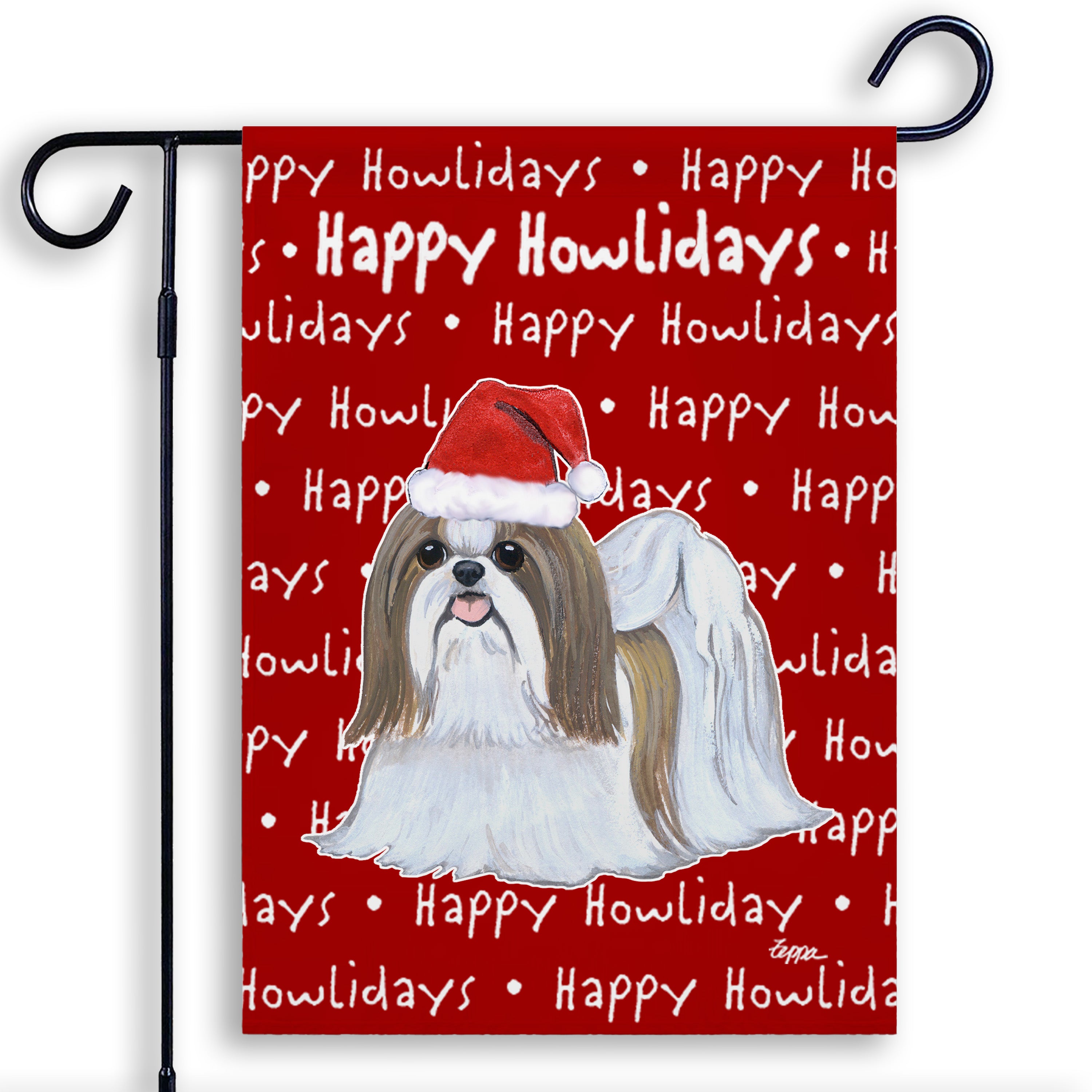 Shih Tzu Christmas Garden Flag