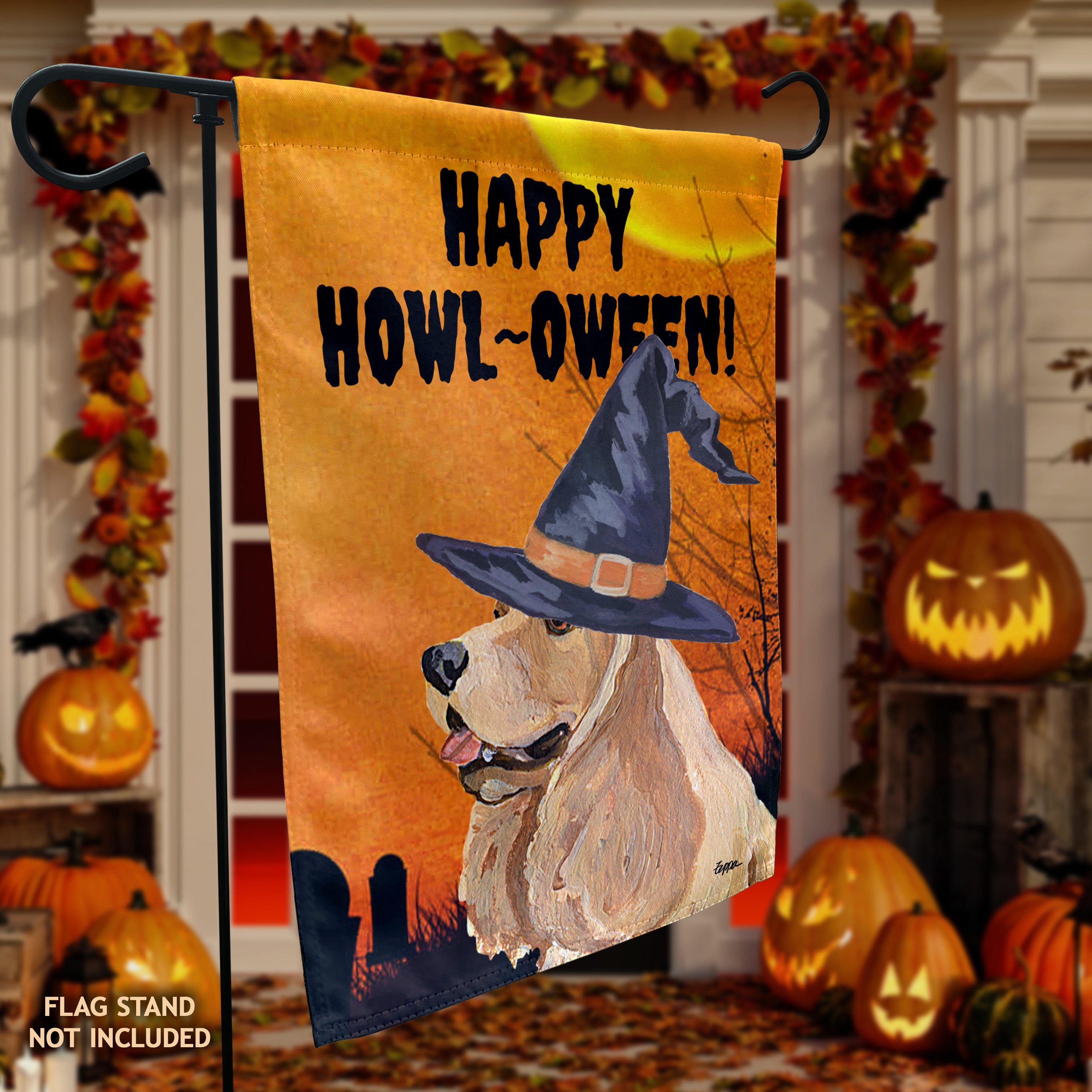 American Cocker Spaniel Halloween Garden Flag