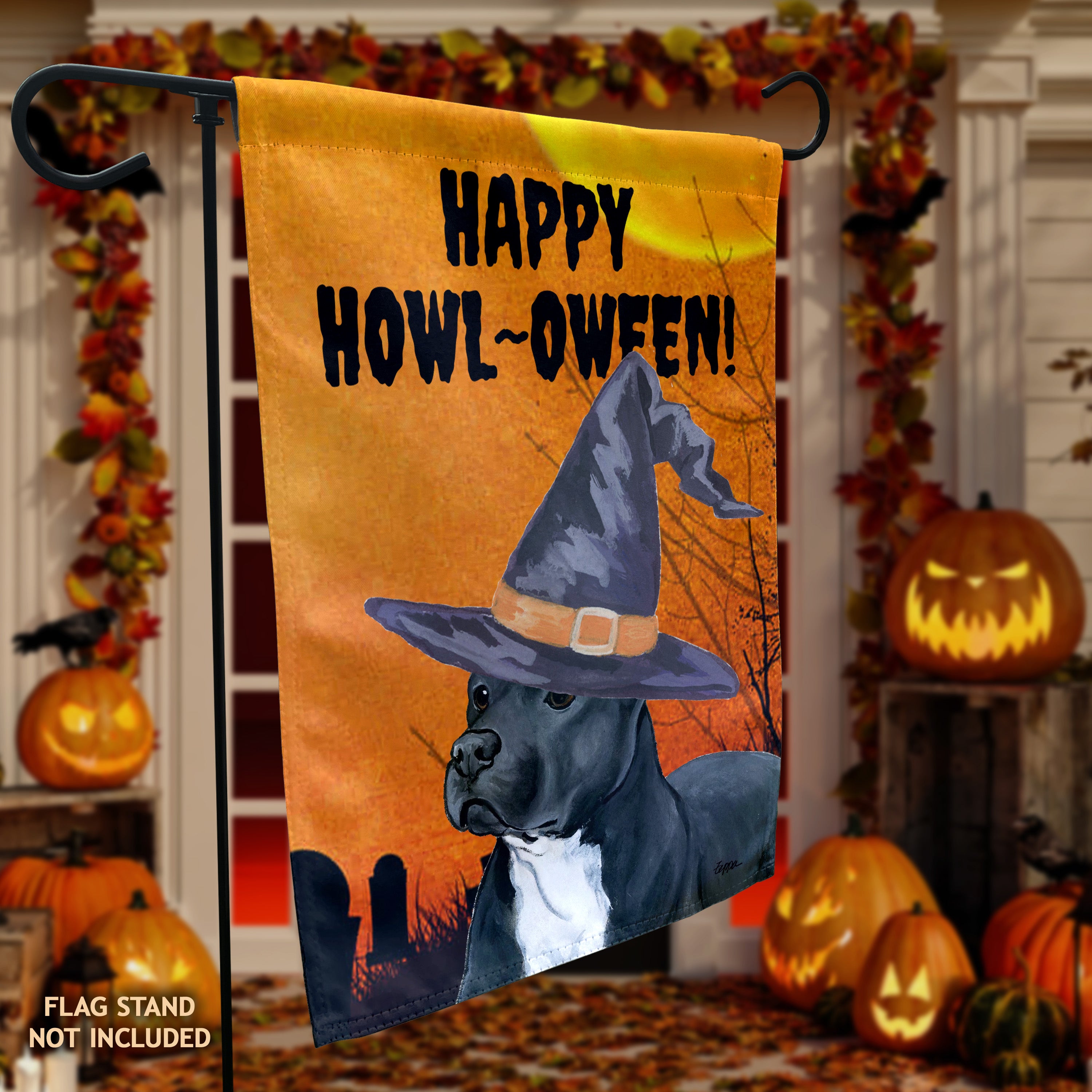 American Pit Bull Halloween Garden Flag