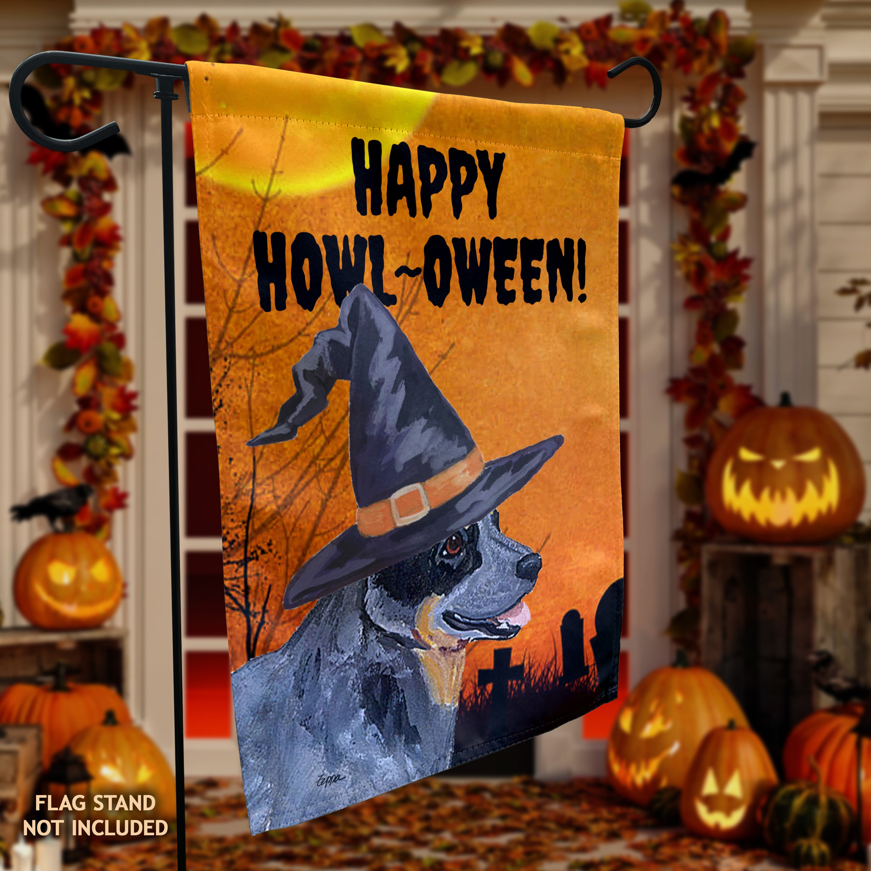 Australian Cattle Dog Halloween Garden Flag
