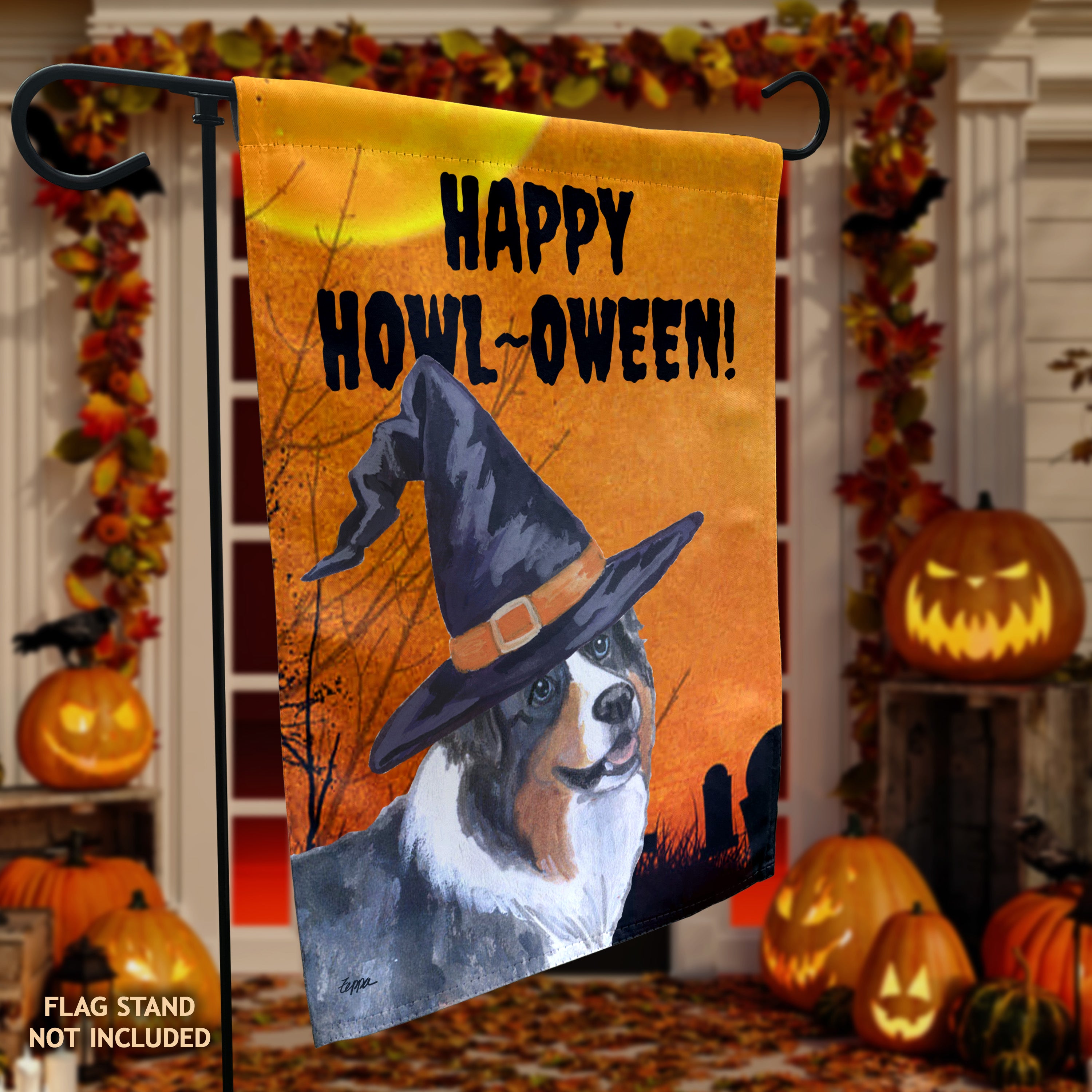 Australian Shepherd Halloween Garden Flag