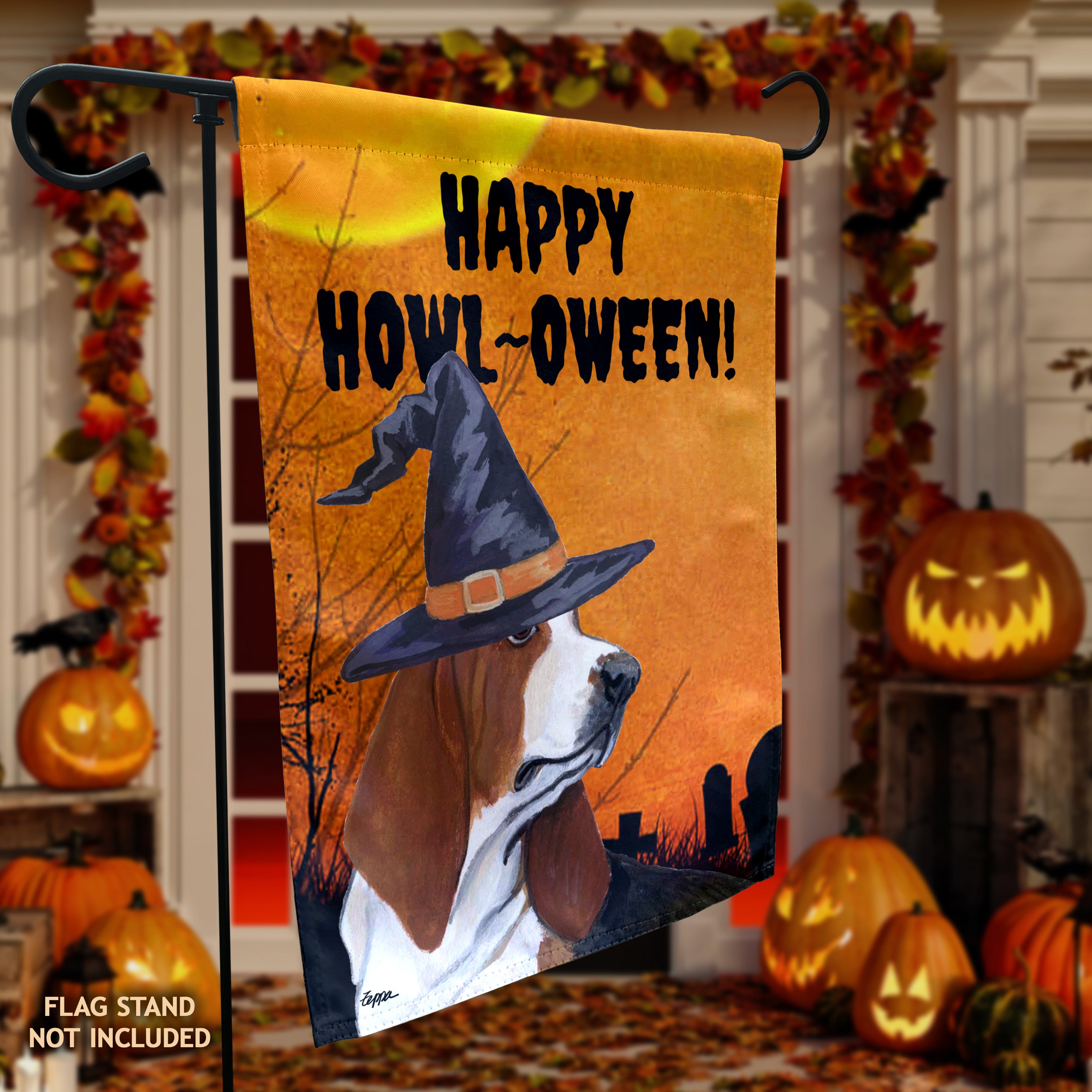 Basset Hound      Halloween Garden Flag