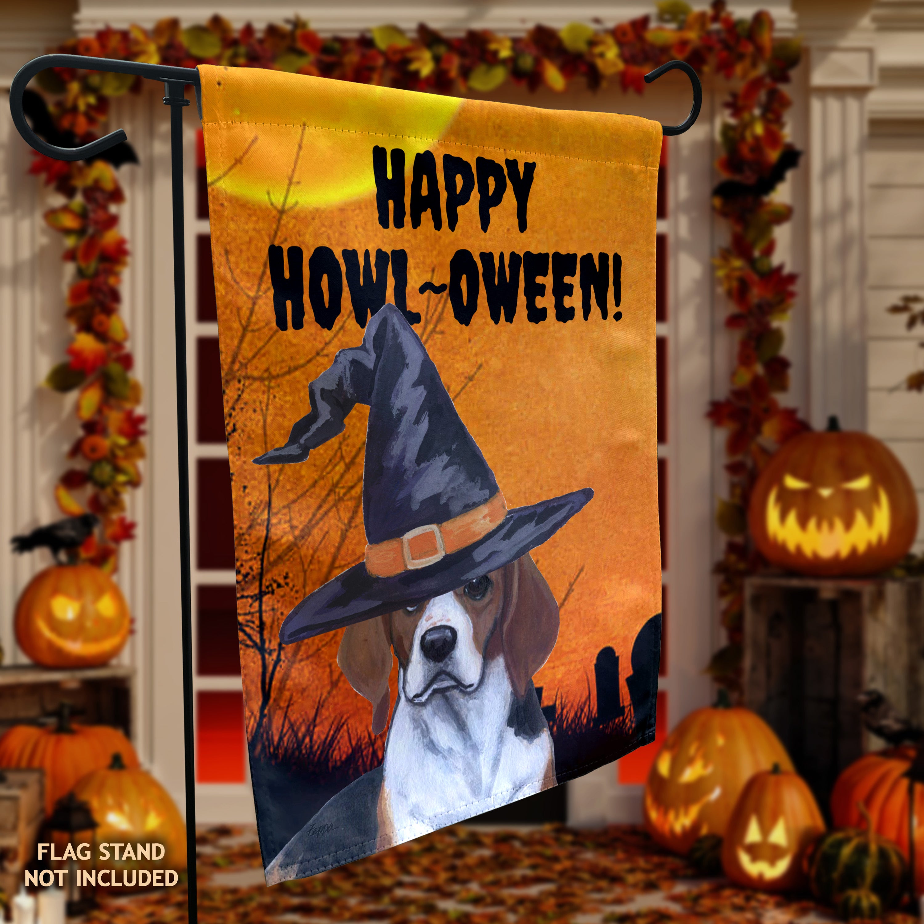 Beagle Halloween Garden Flag