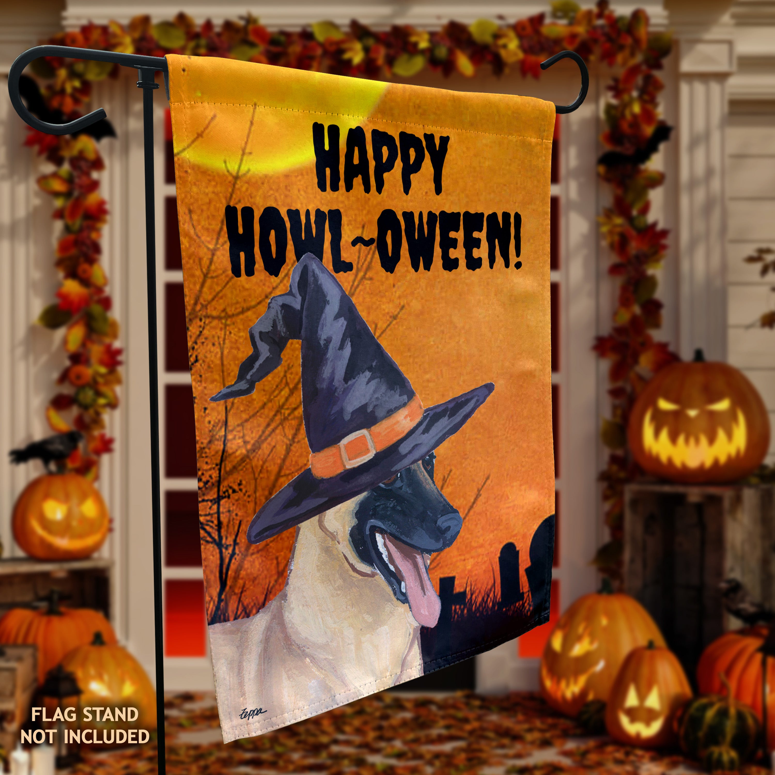 Belgian Malinois Halloween Garden Flag