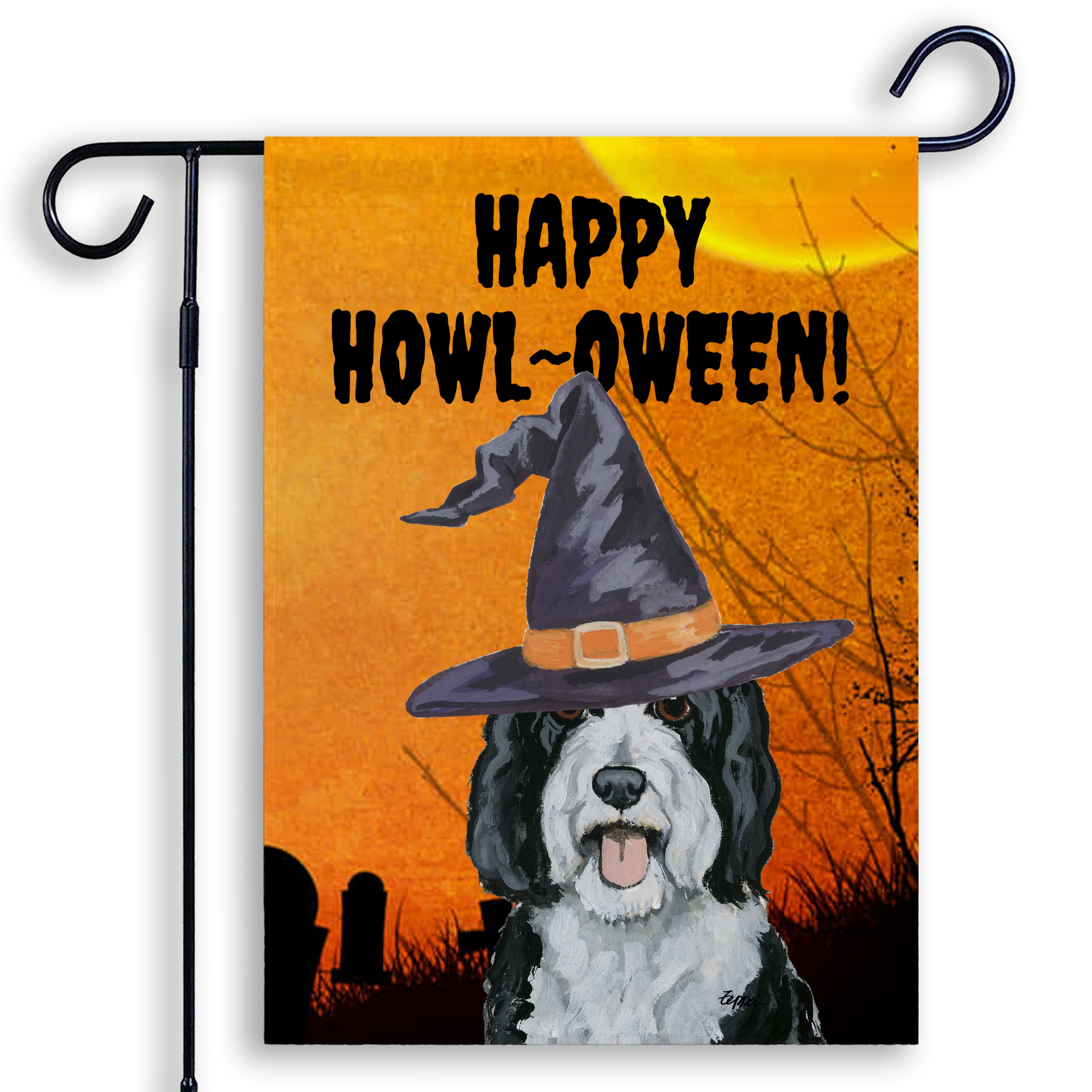 Bernadoodle Halloween Garden Flag