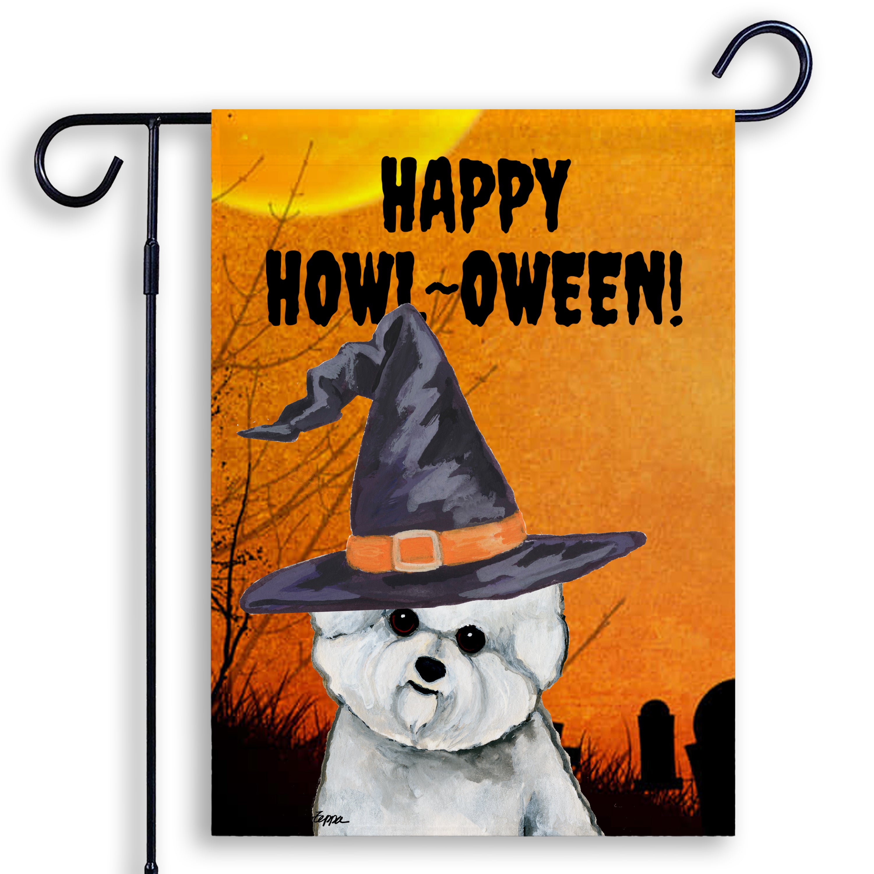 Bichon Frise Halloween Garden Flag