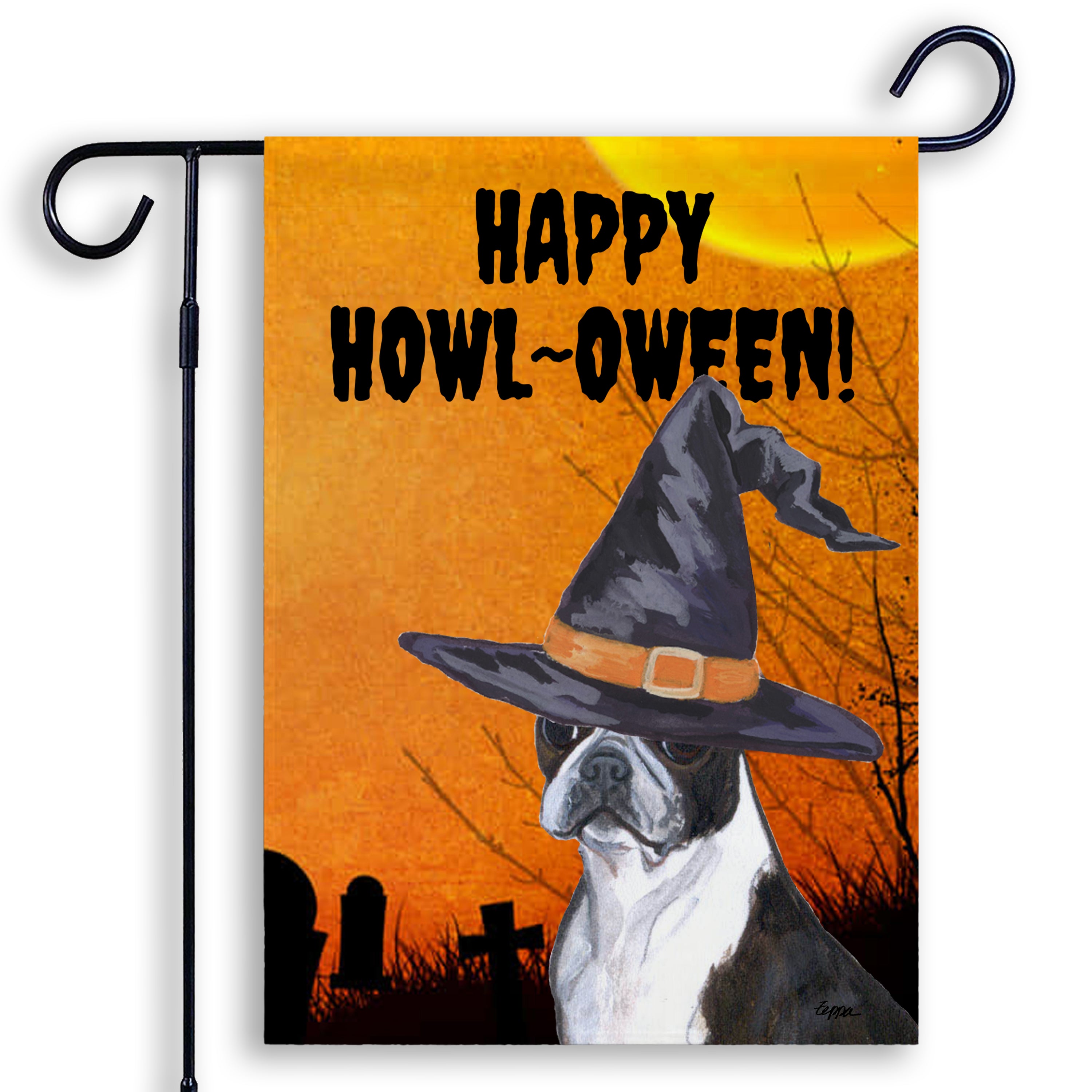 Boston Terrier Halloween Garden Flag