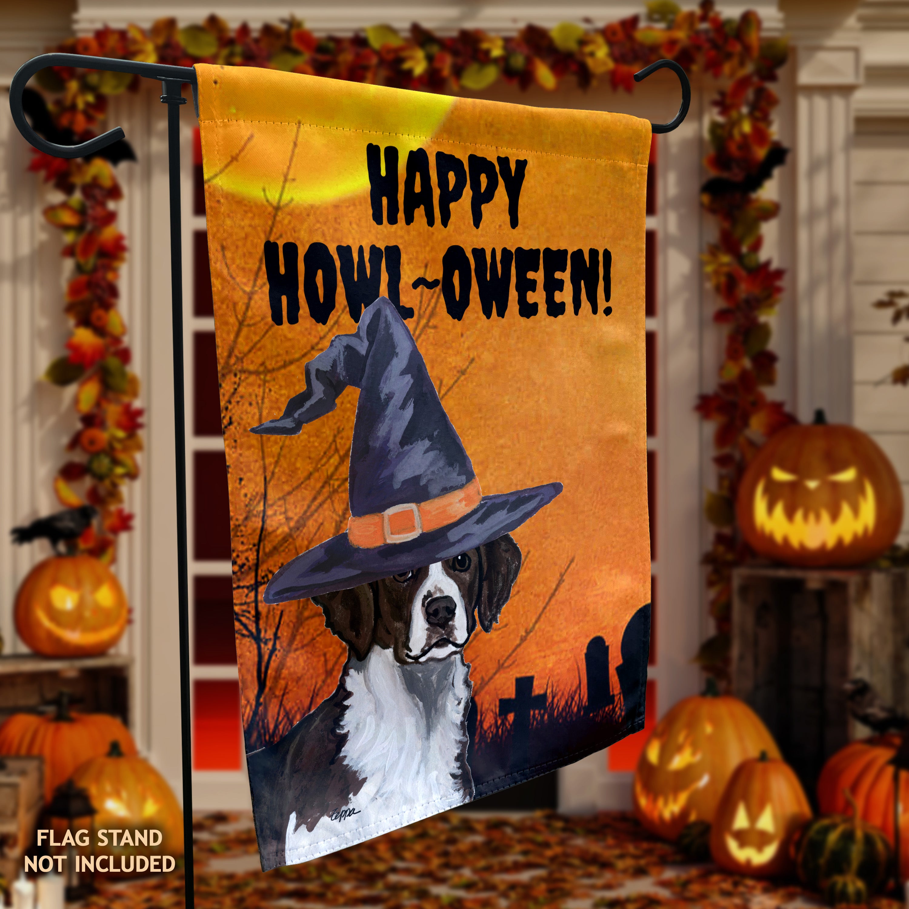Brittany Liver  Halloween Garden Flag