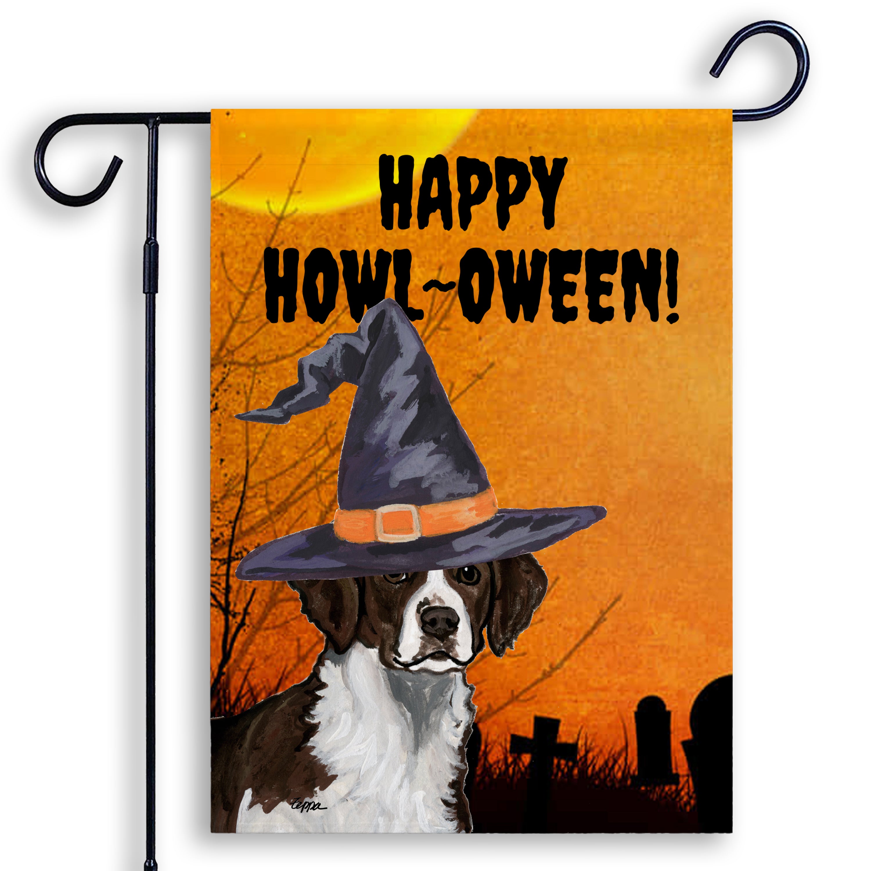 Brittany Liver  Halloween Garden Flag