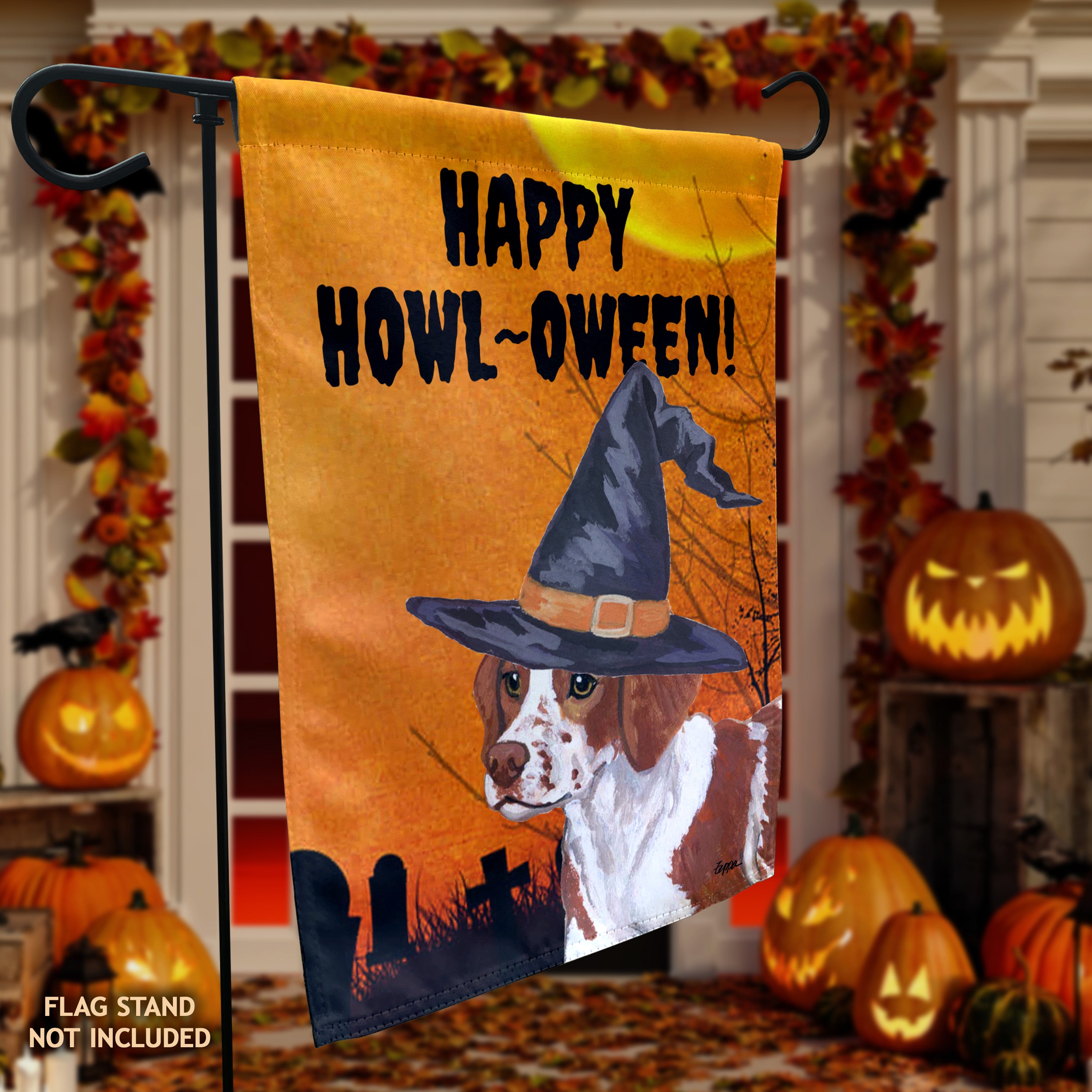 Brittany Halloween Garden Flag