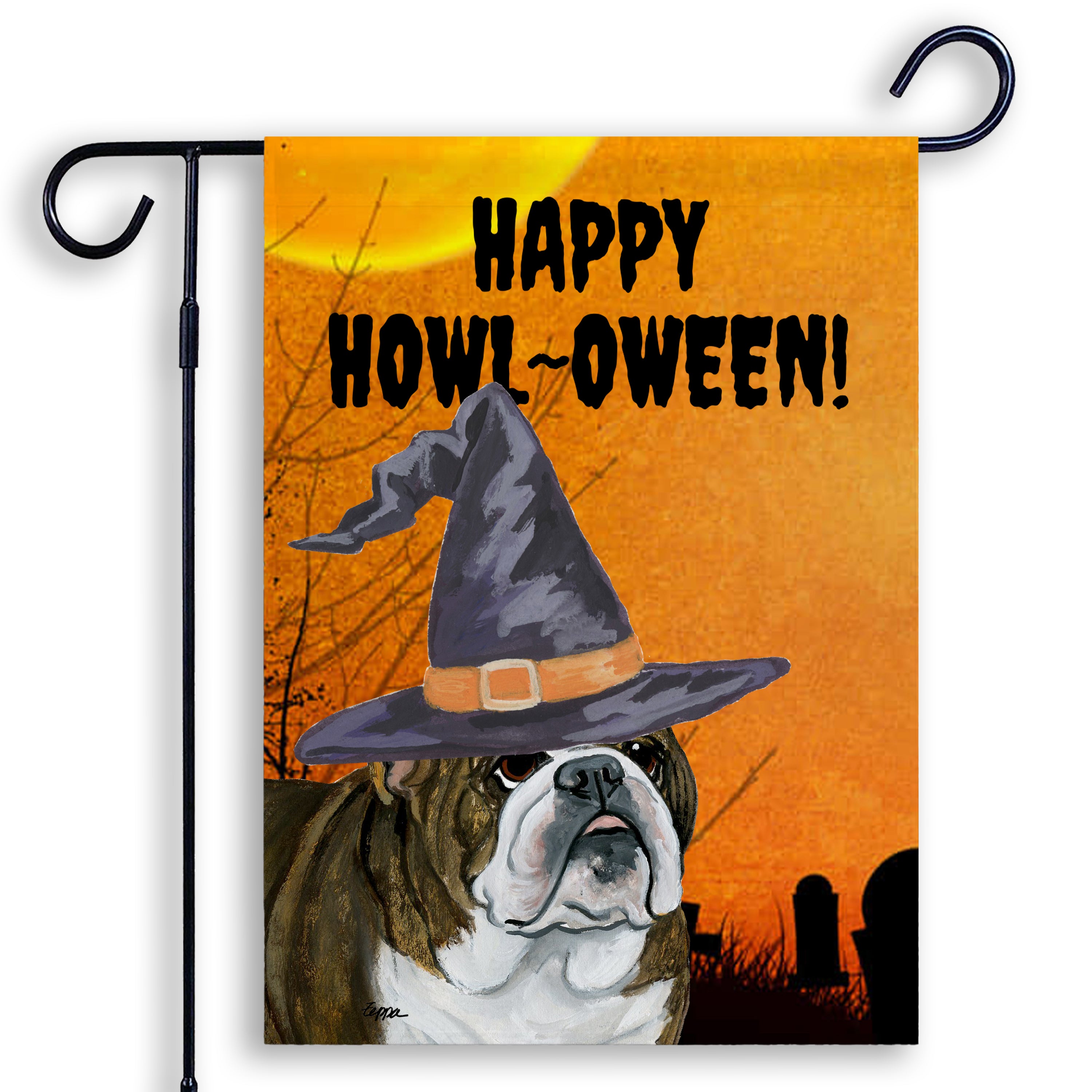 English Bulldog Halloween Garden Flag