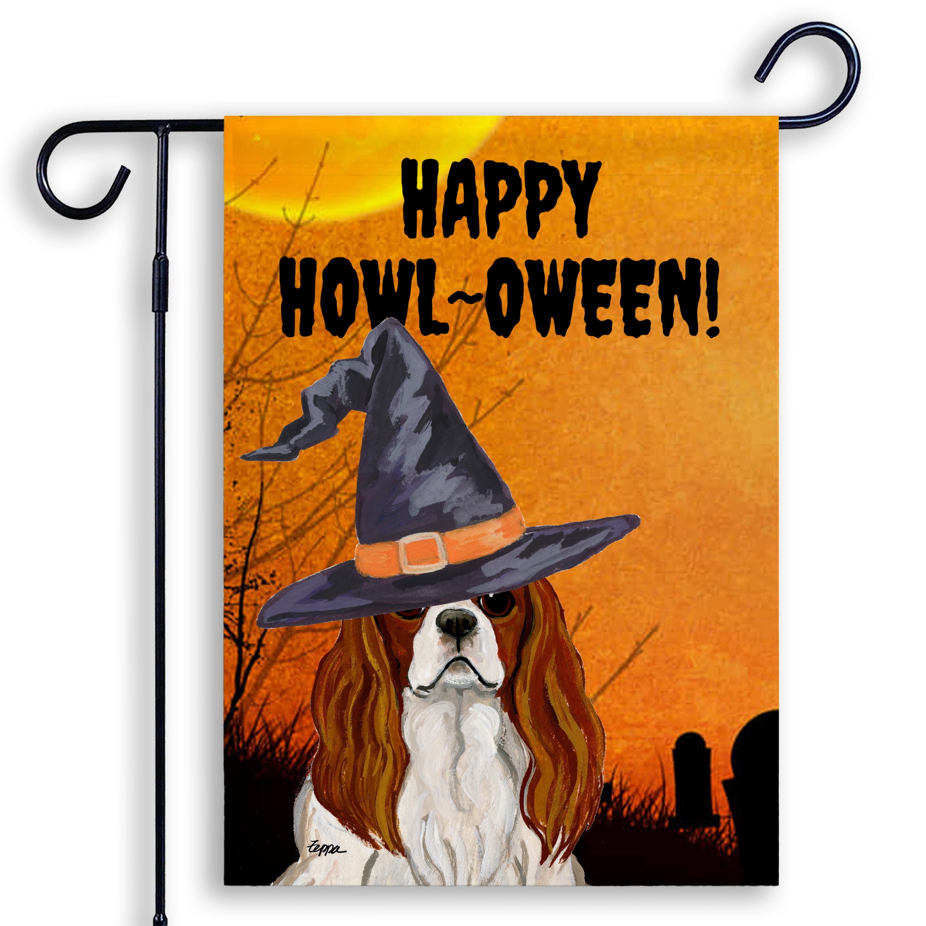 Cavalier King Charles Spaniel Halloween Garden Flag