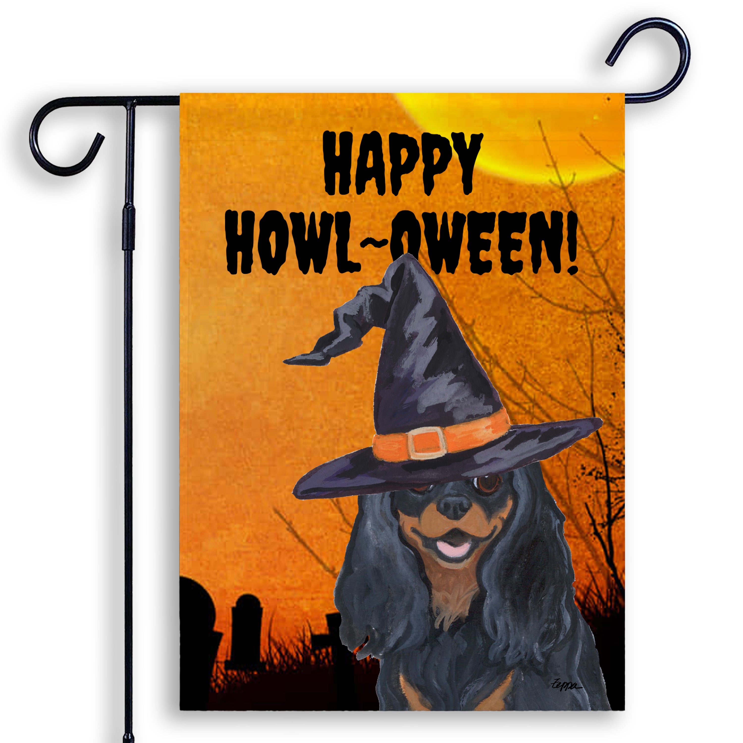 Cavalier King Charles Spaniel Halloween Garden Flag