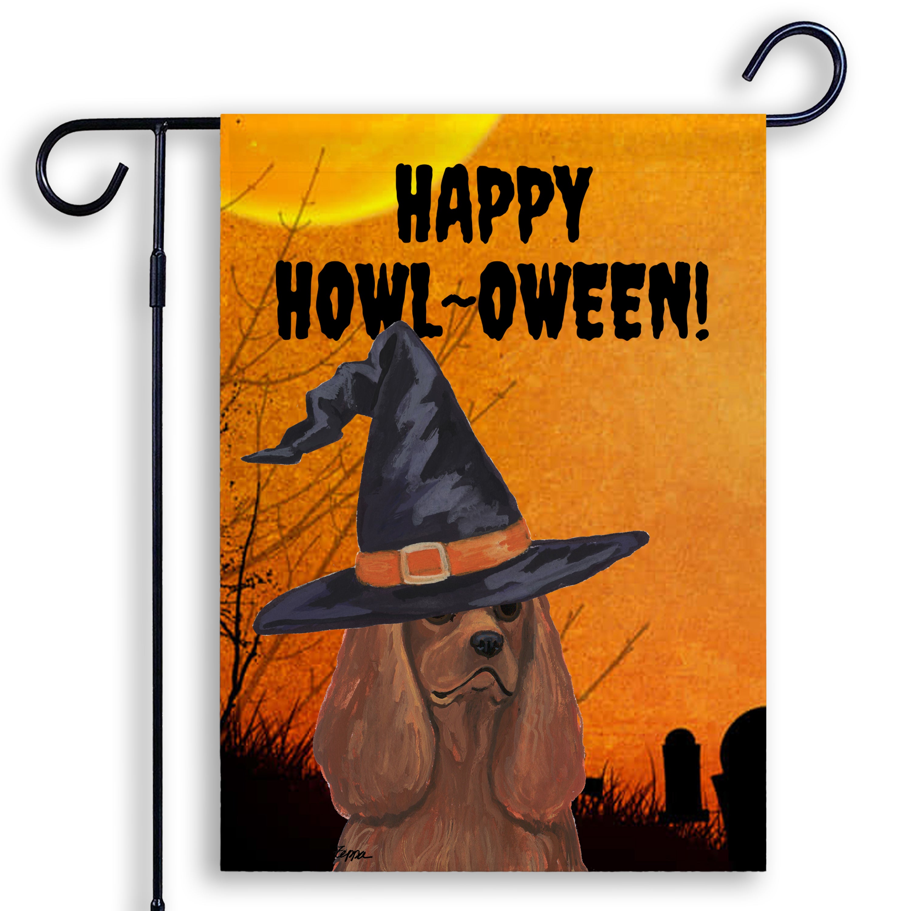 Cavalier King Charles Spaniel Halloween Garden Flag