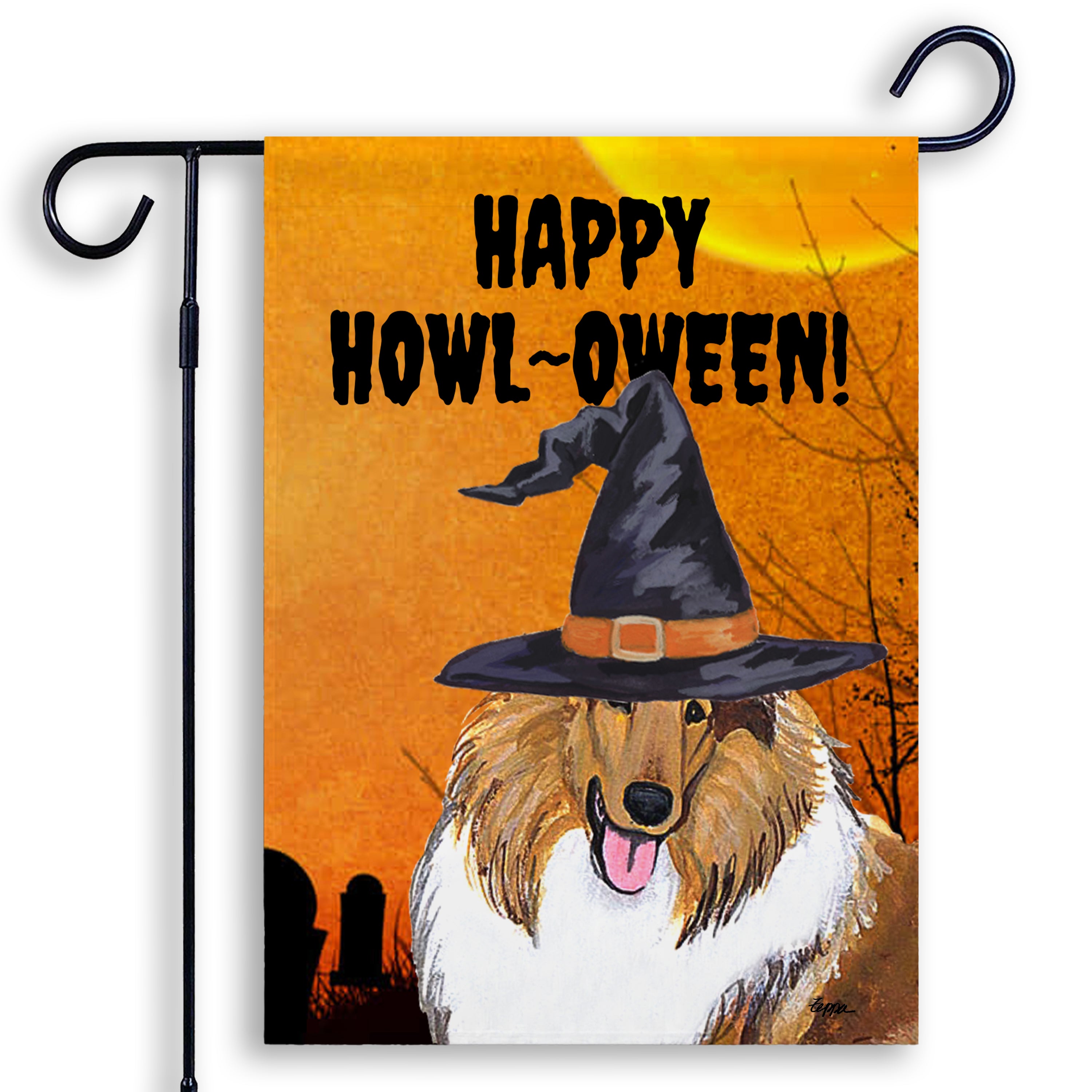 Collie Halloween Garden Flag