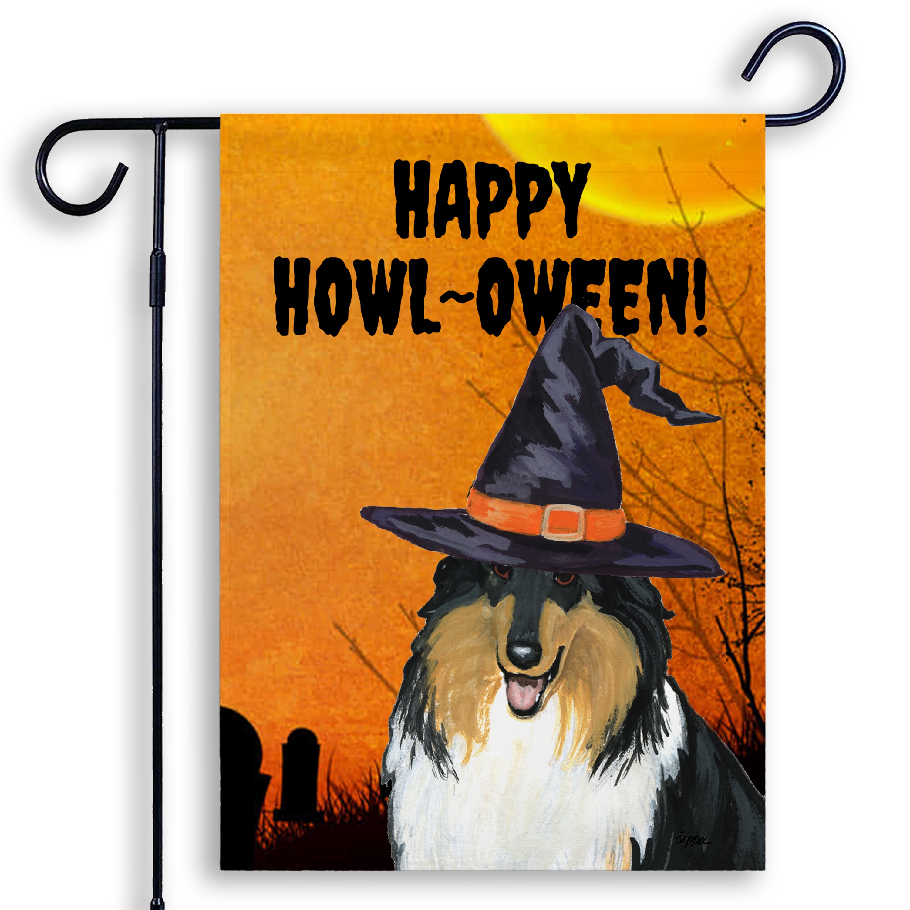 Collie Halloween Garden Flag