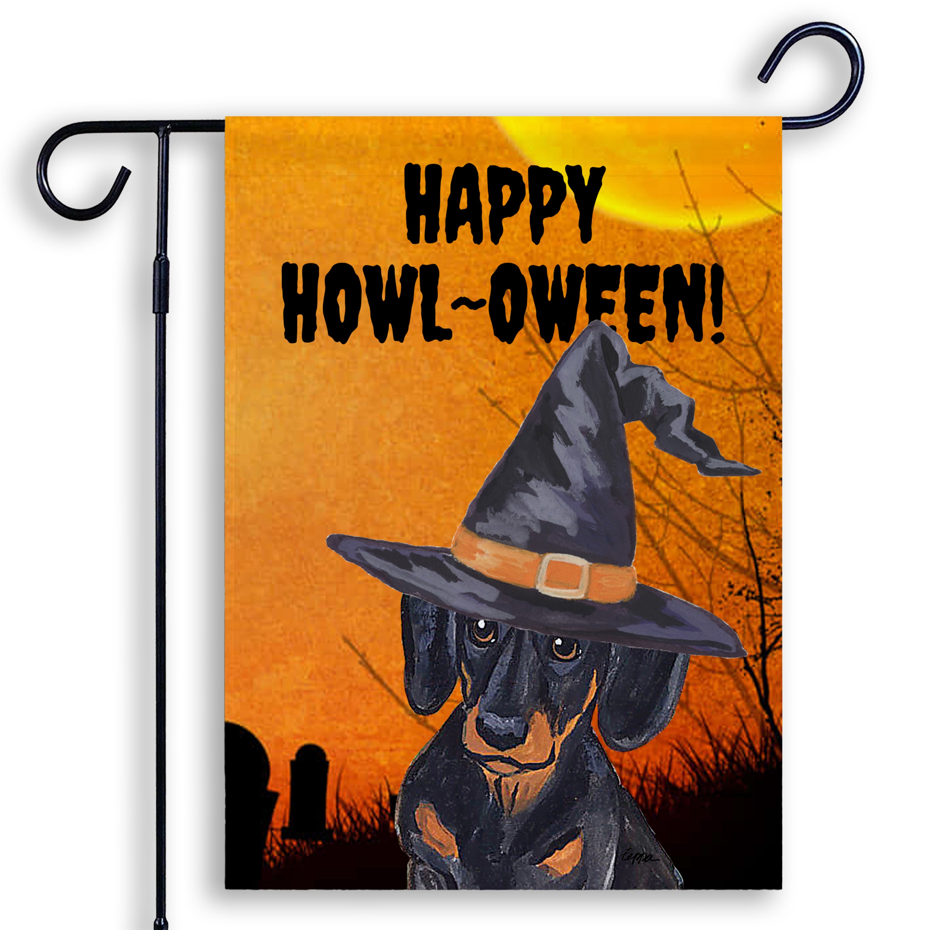 Dachshund Halloween Garden Flag