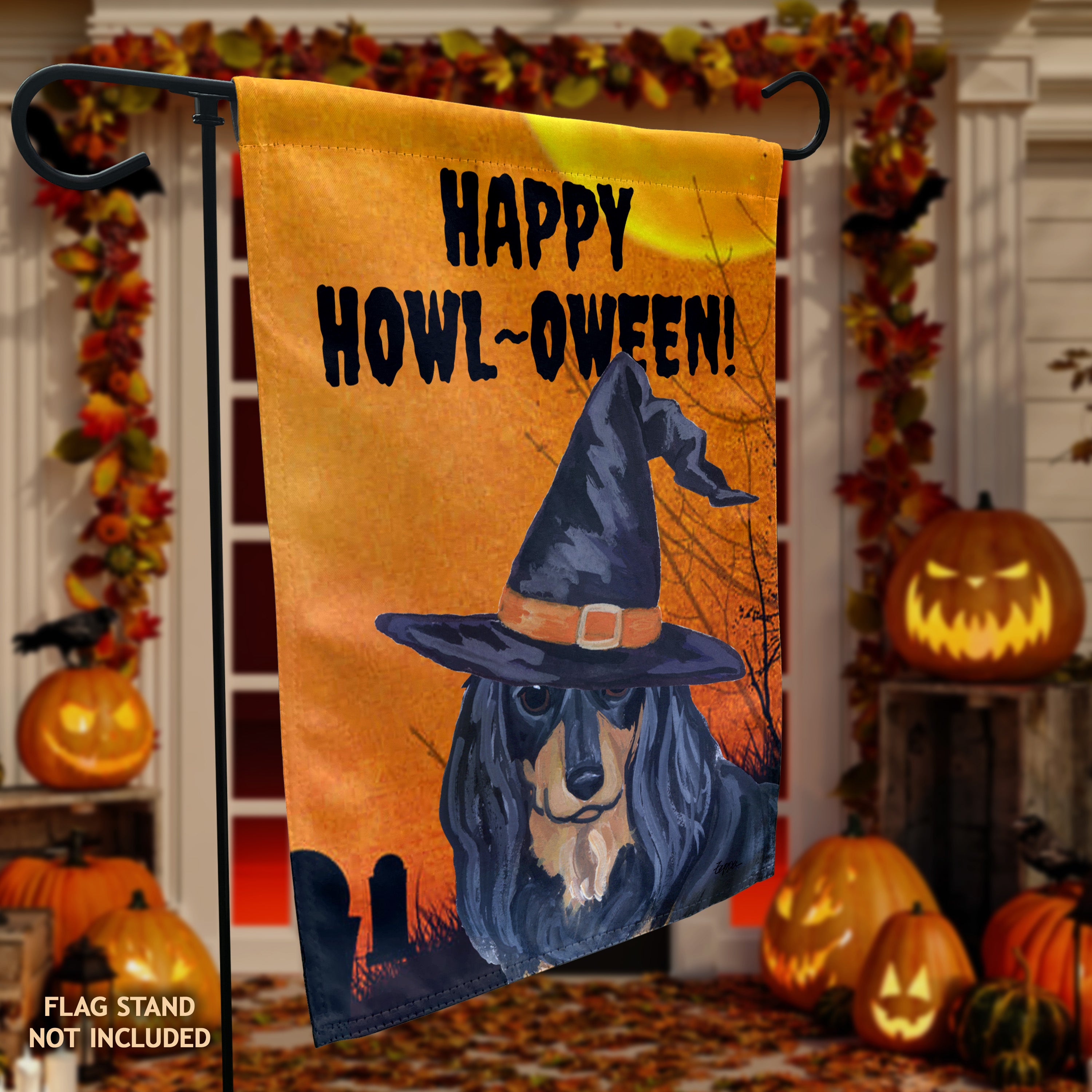 Dachshund Halloween Garden Flag