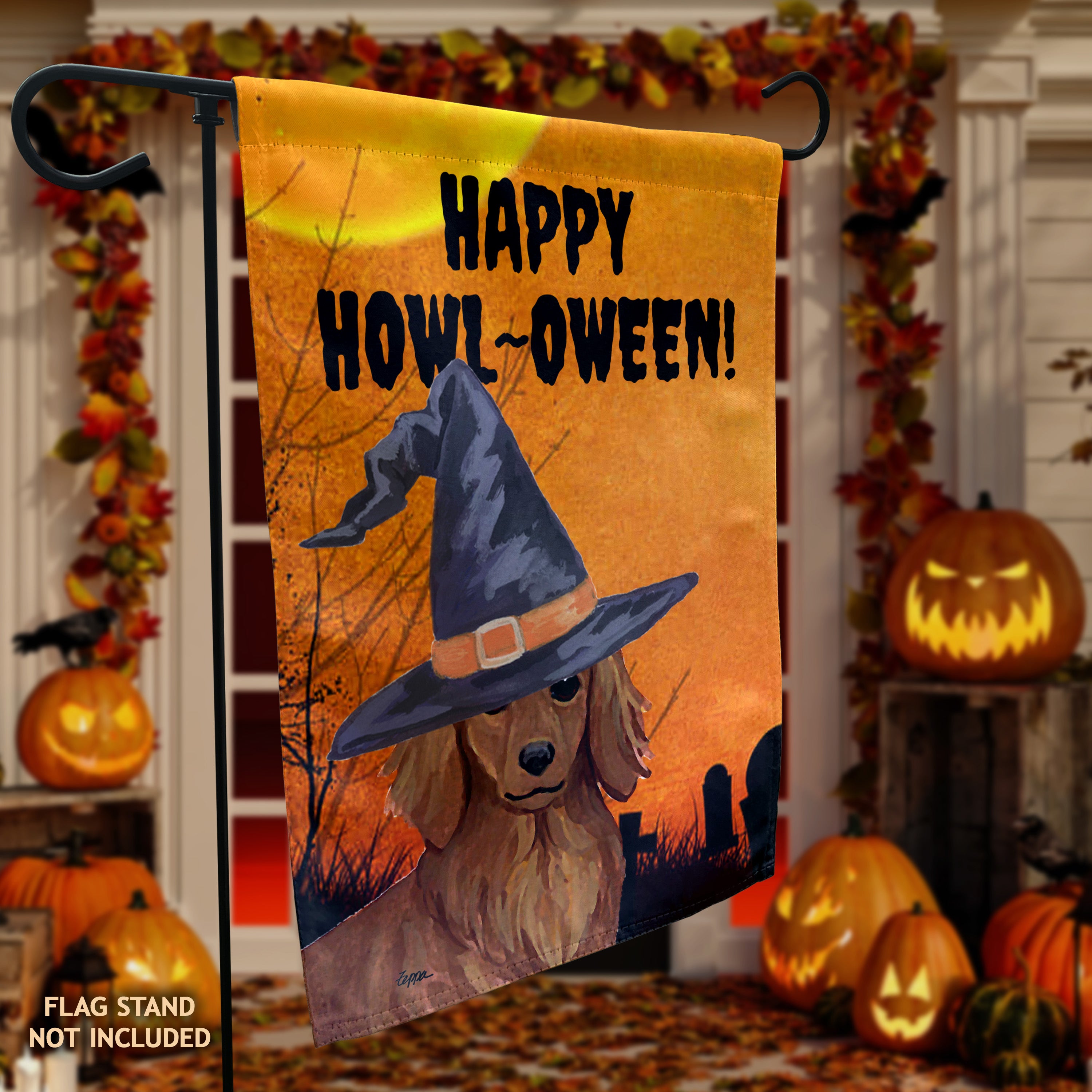 Dachshund Halloween Garden Flag