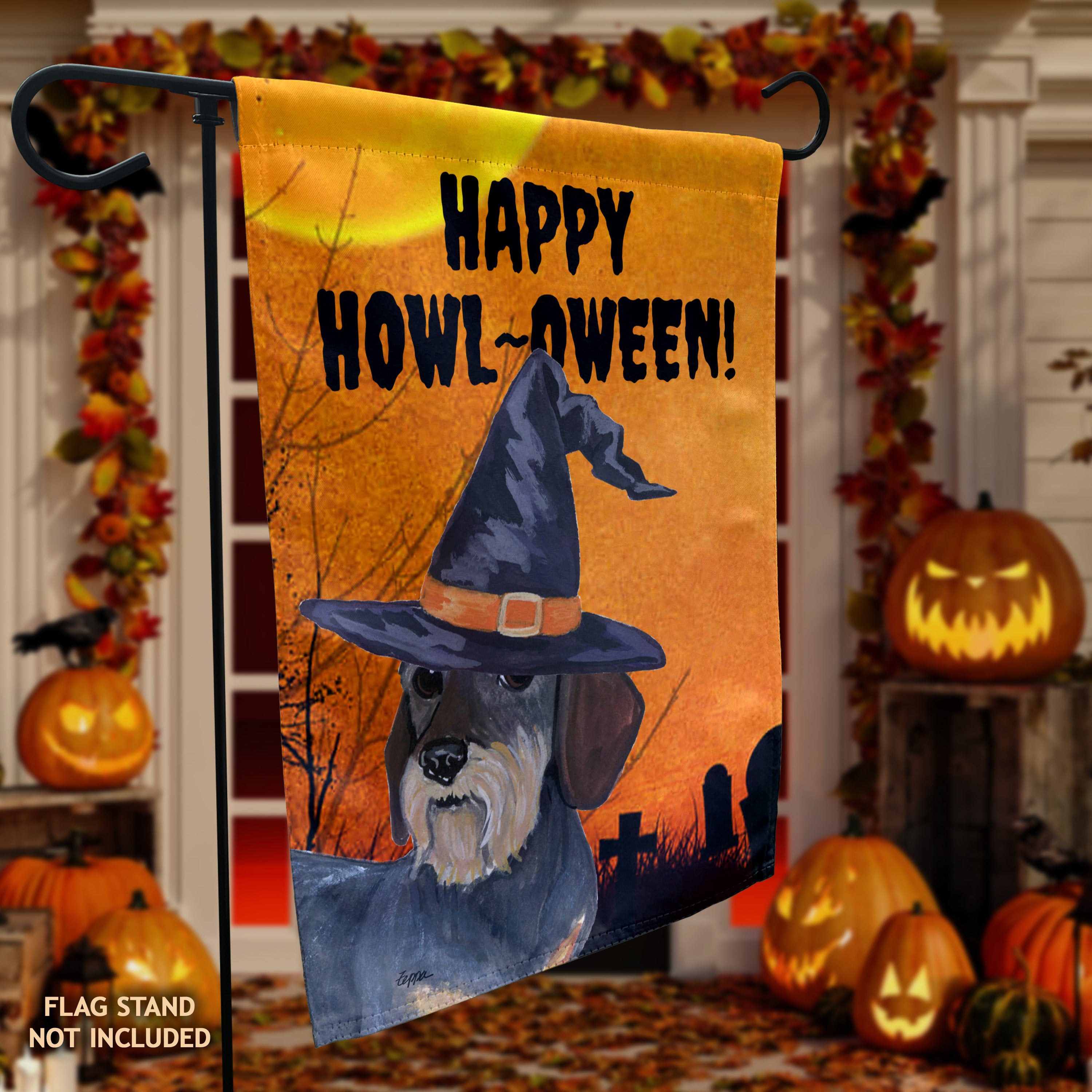 Dachshund Halloween Garden Flag