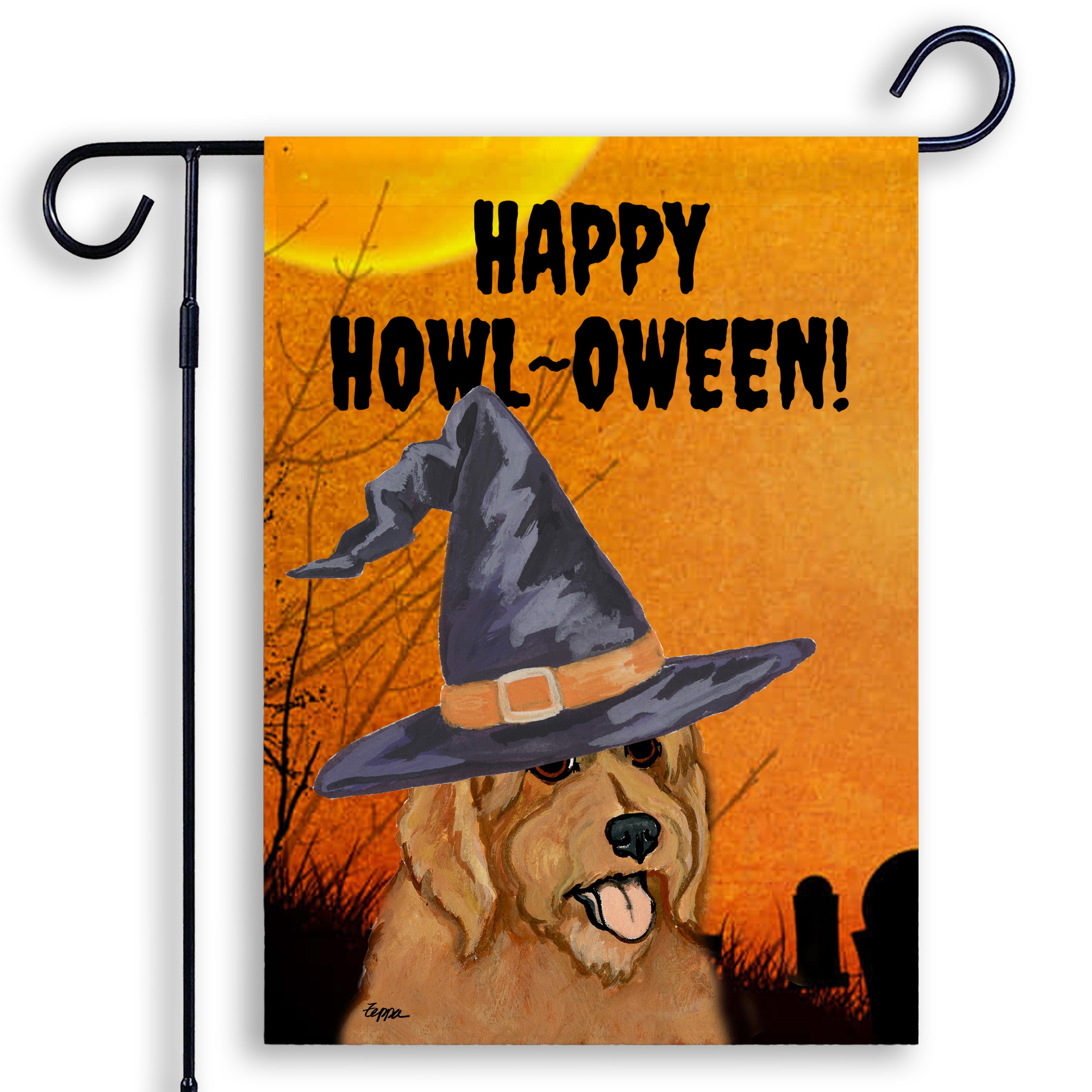 Golden-Labra Doodle Halloween Garden Flag
