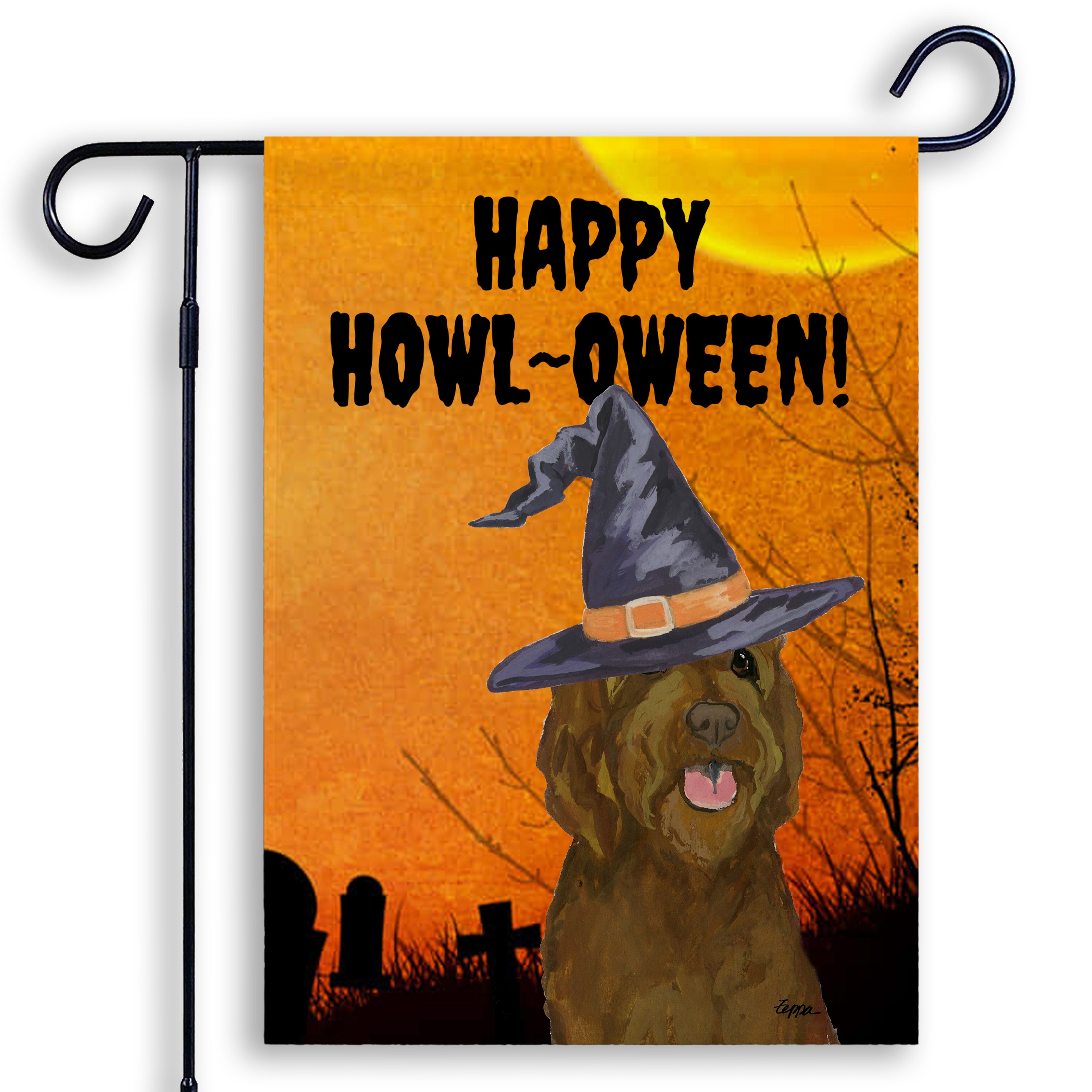 Golden-Labra Doodle Halloween Garden Flag