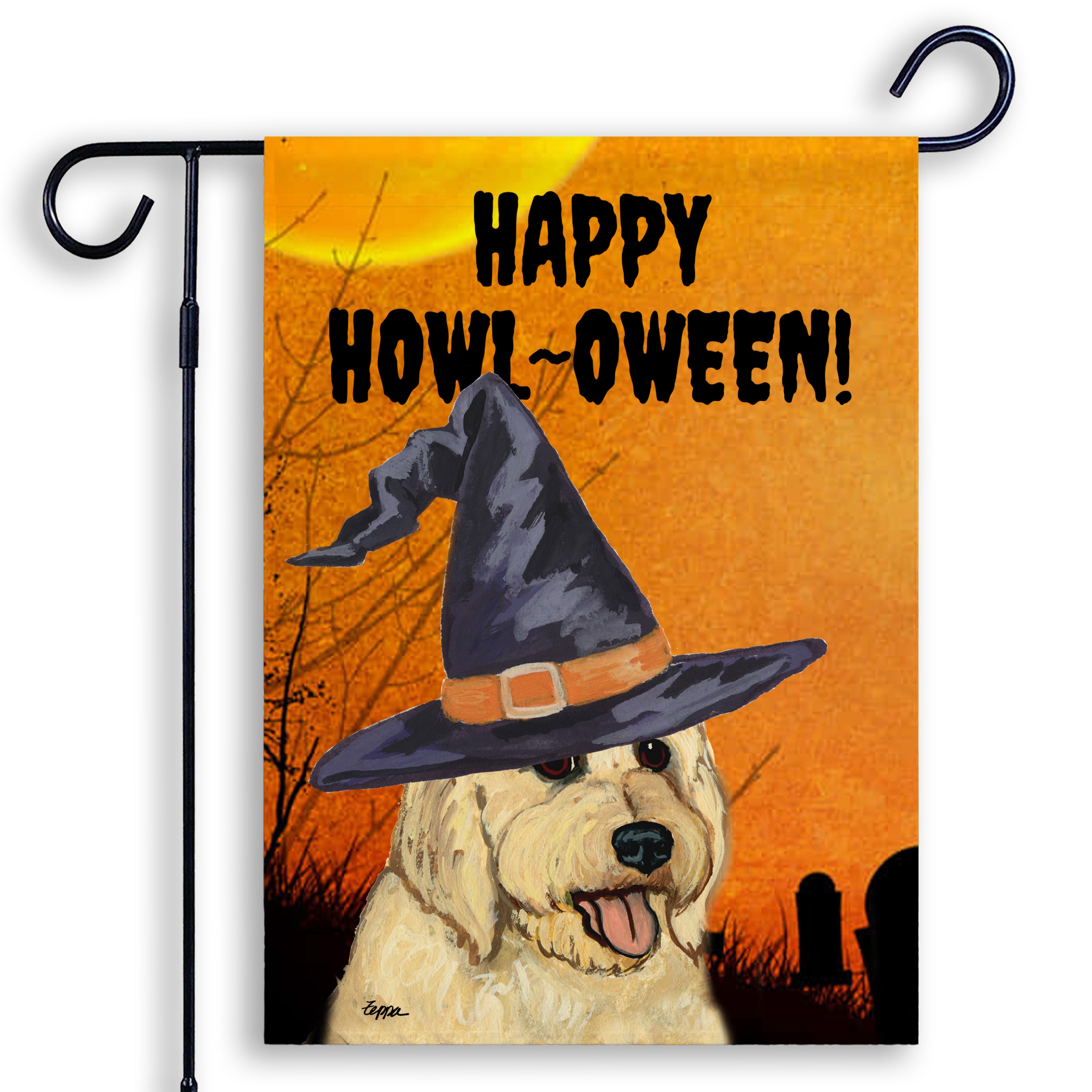 Golden-Labra Doodle Halloween Garden Flag