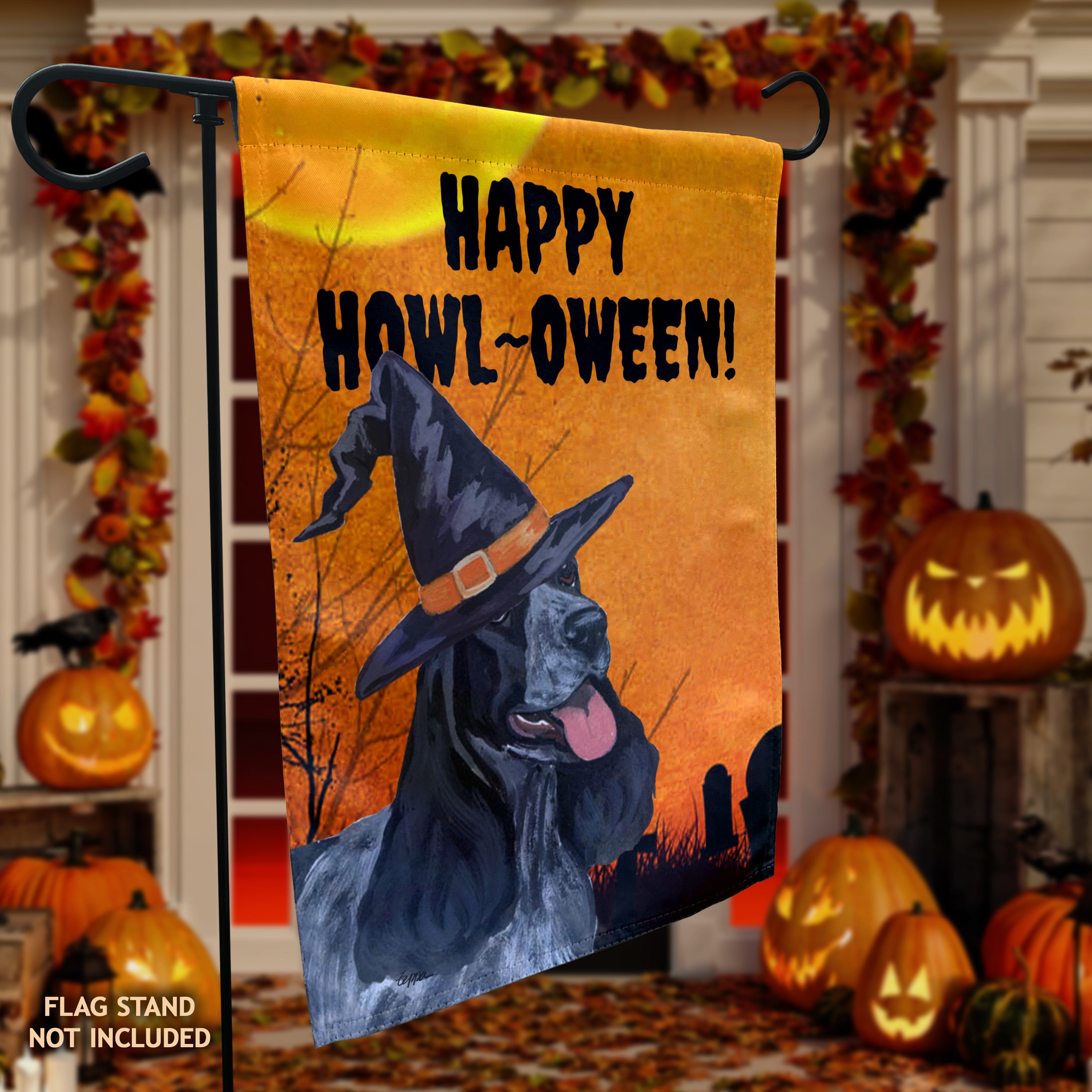 English Cocker Spaniel  Halloween Garden Flag