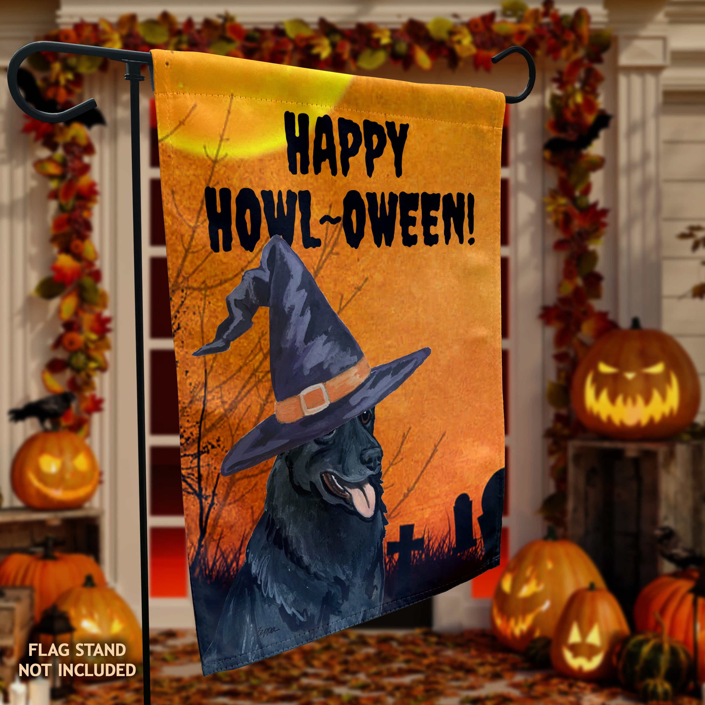 German Shepherd Halloween Garden Flag