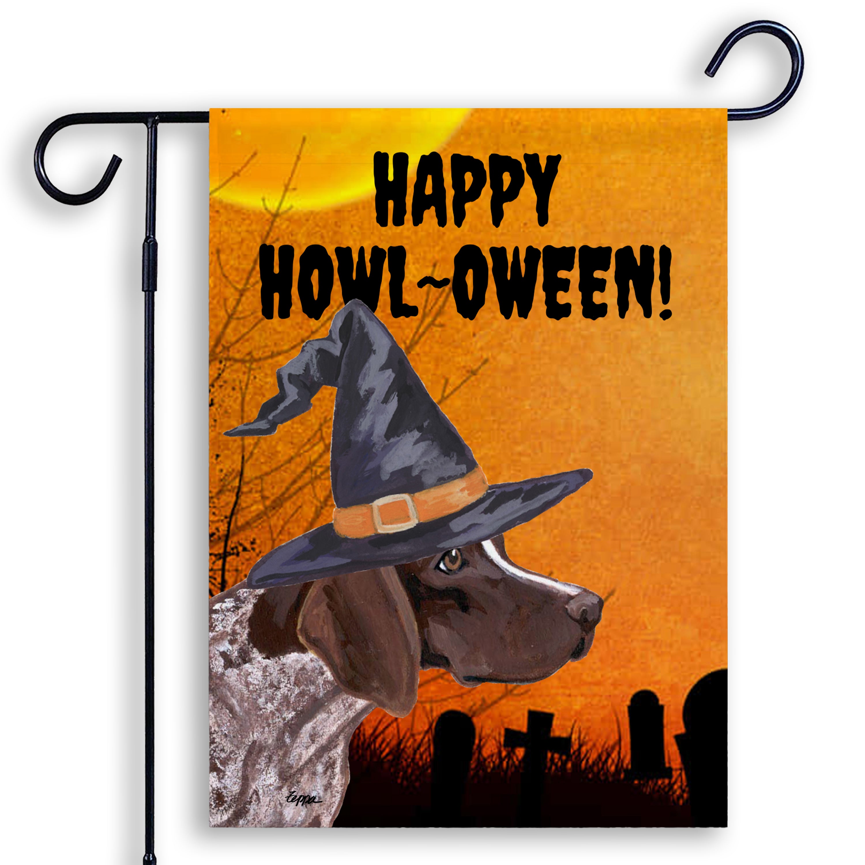 German Pointer Halloween Garden Flag