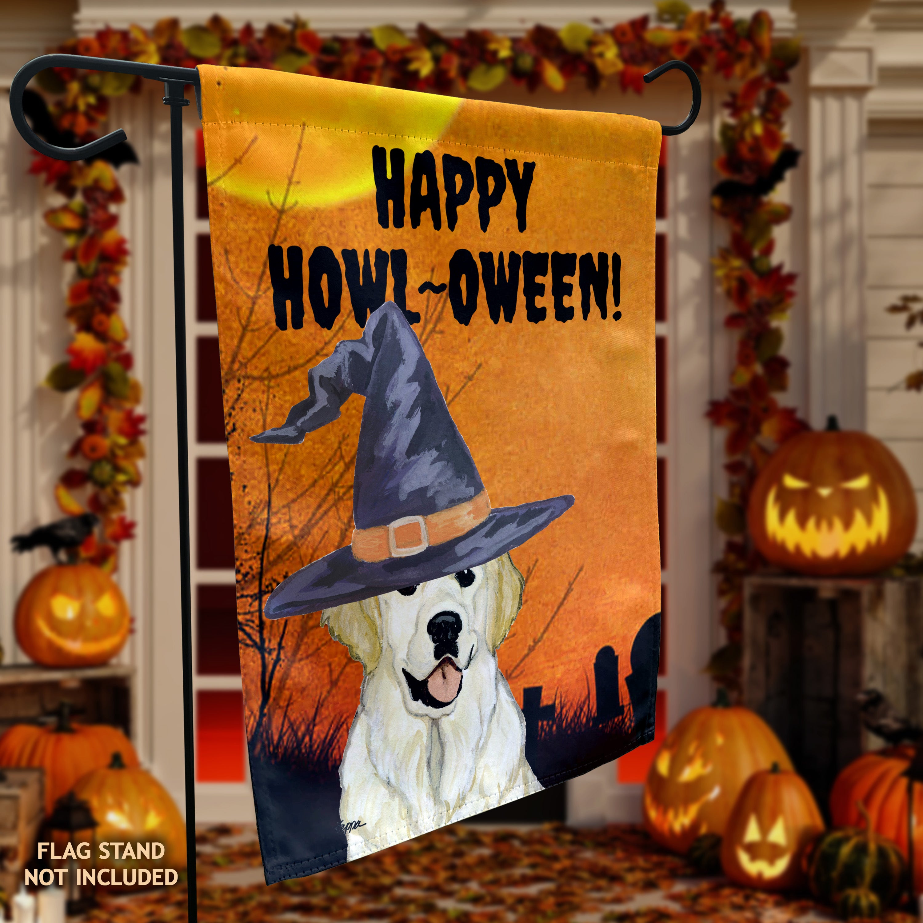 Golden Retriever Halloween Garden Flag