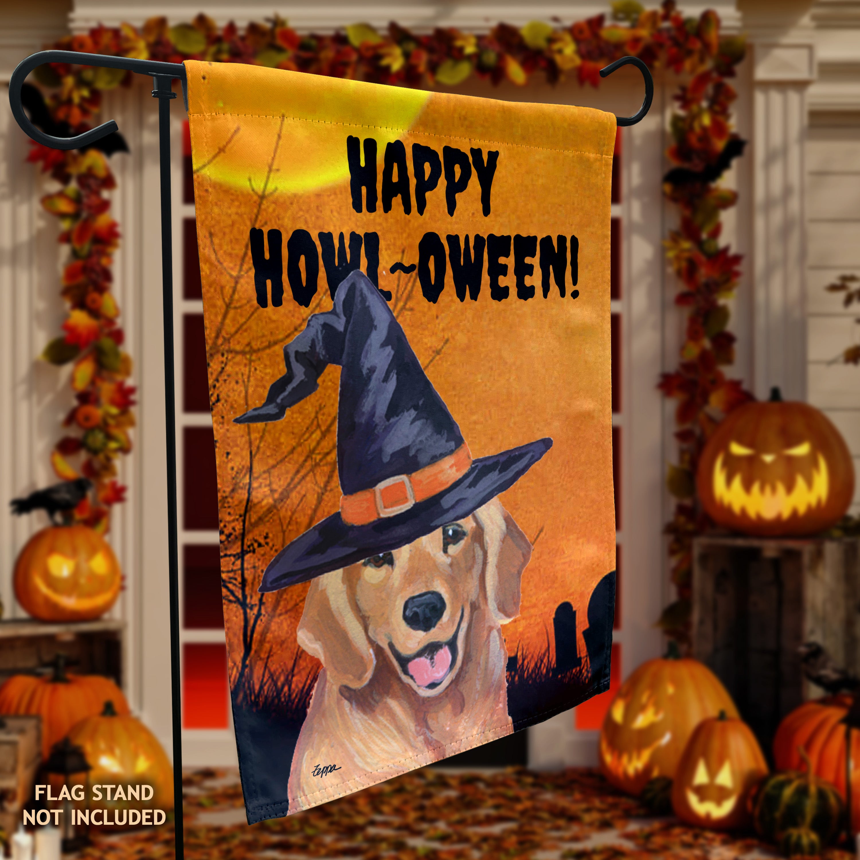 Golden Retriever Halloween Garden Flag