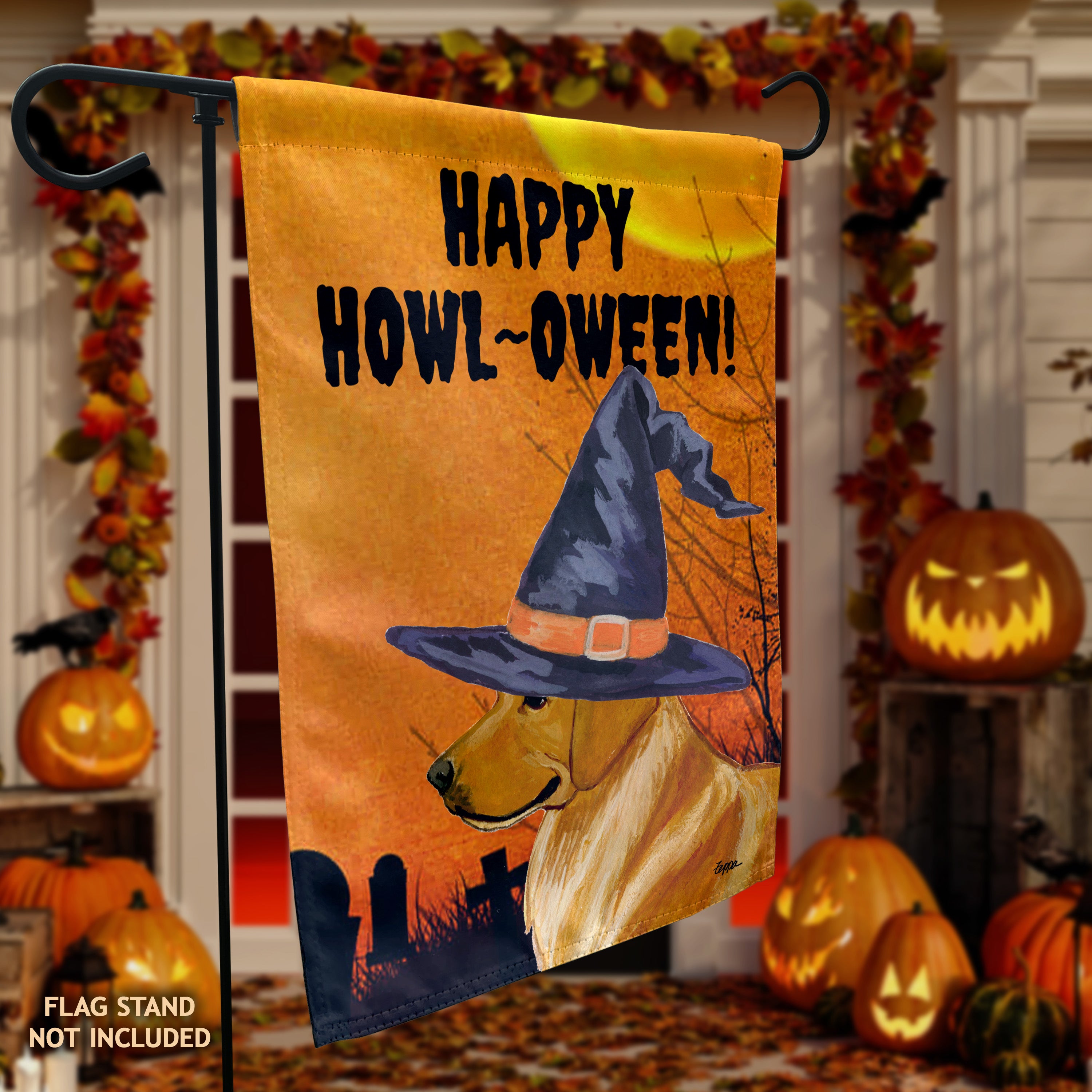 Golden Retriever Halloween Garden Flag