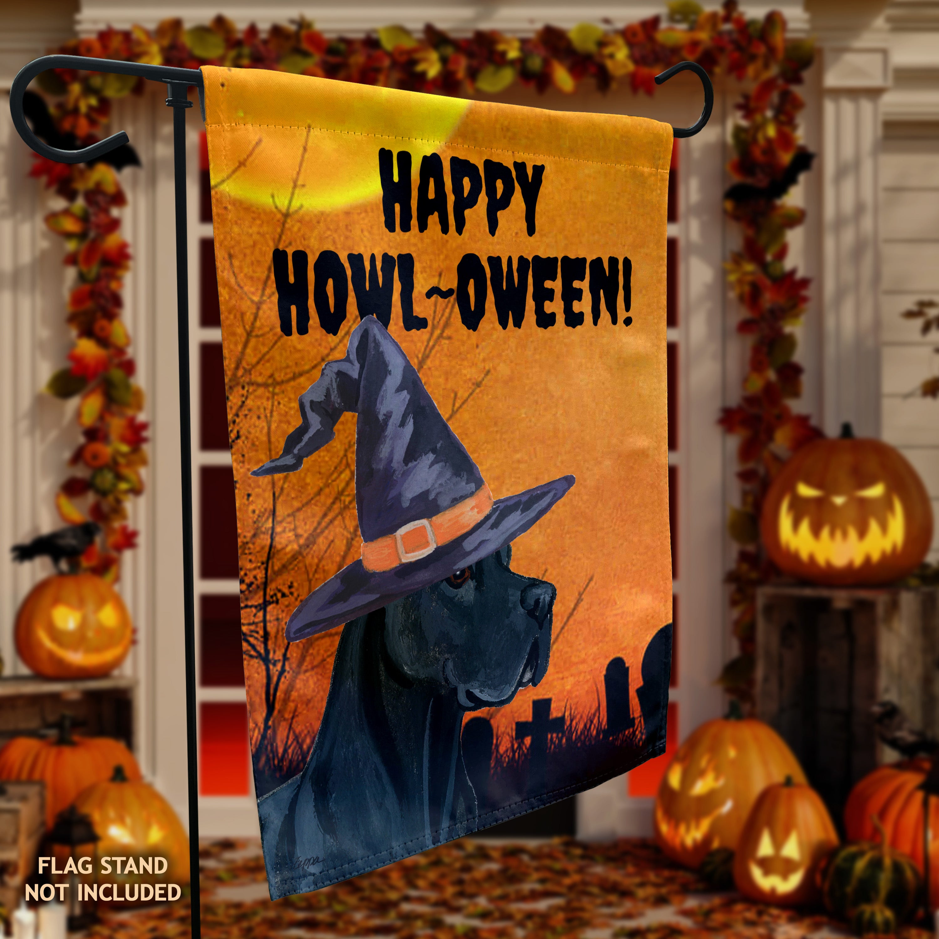 Great Dane Halloween Garden Flag