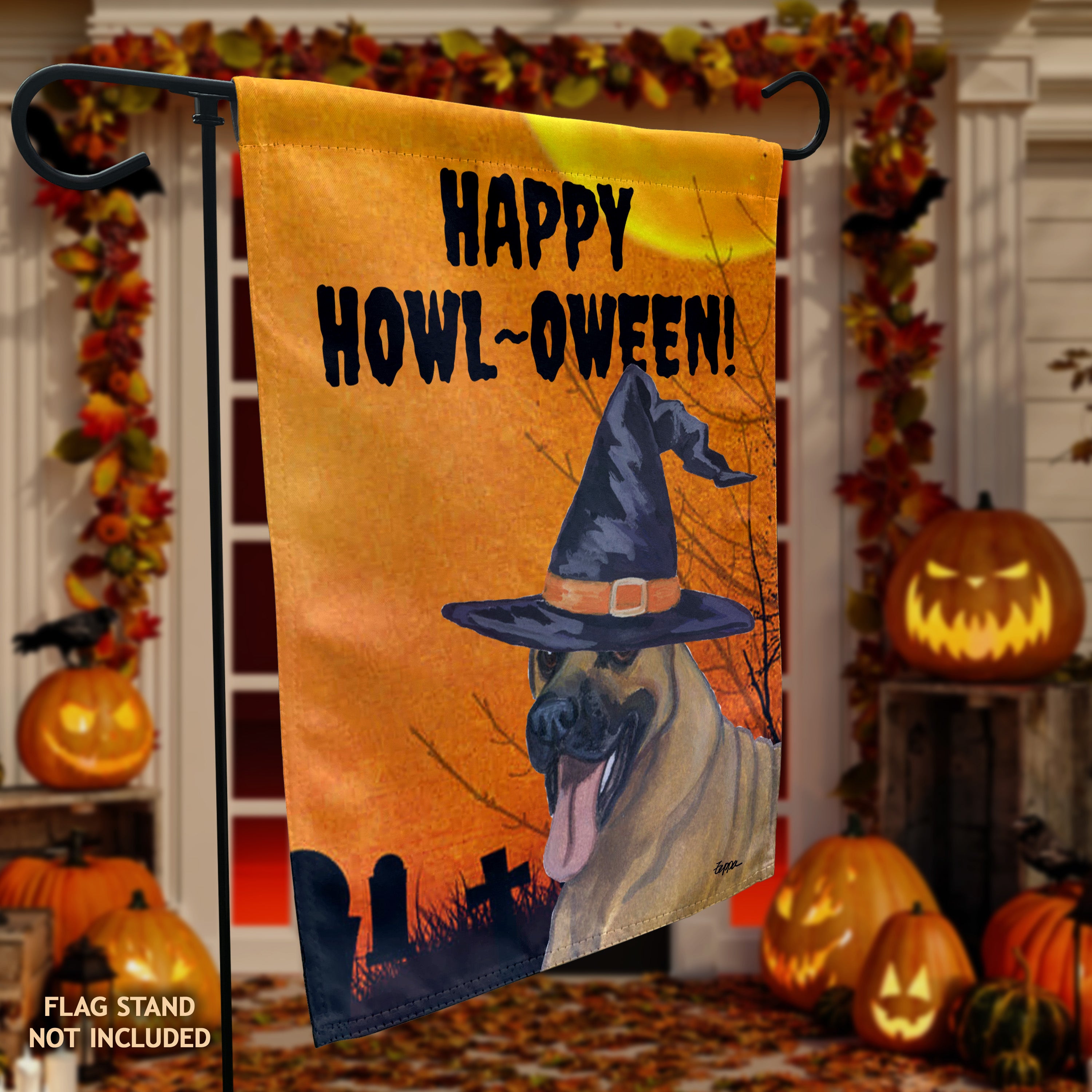 Great Dane Halloween Garden Flag