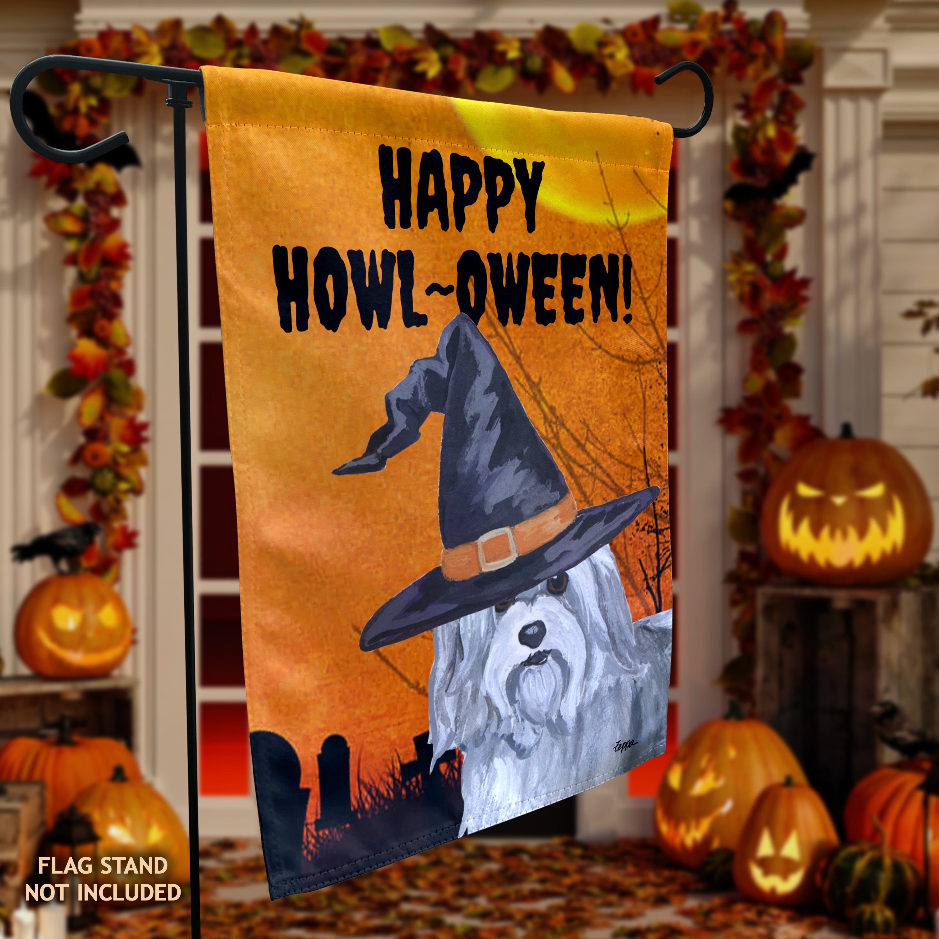 Havanese Halloween Garden Flag