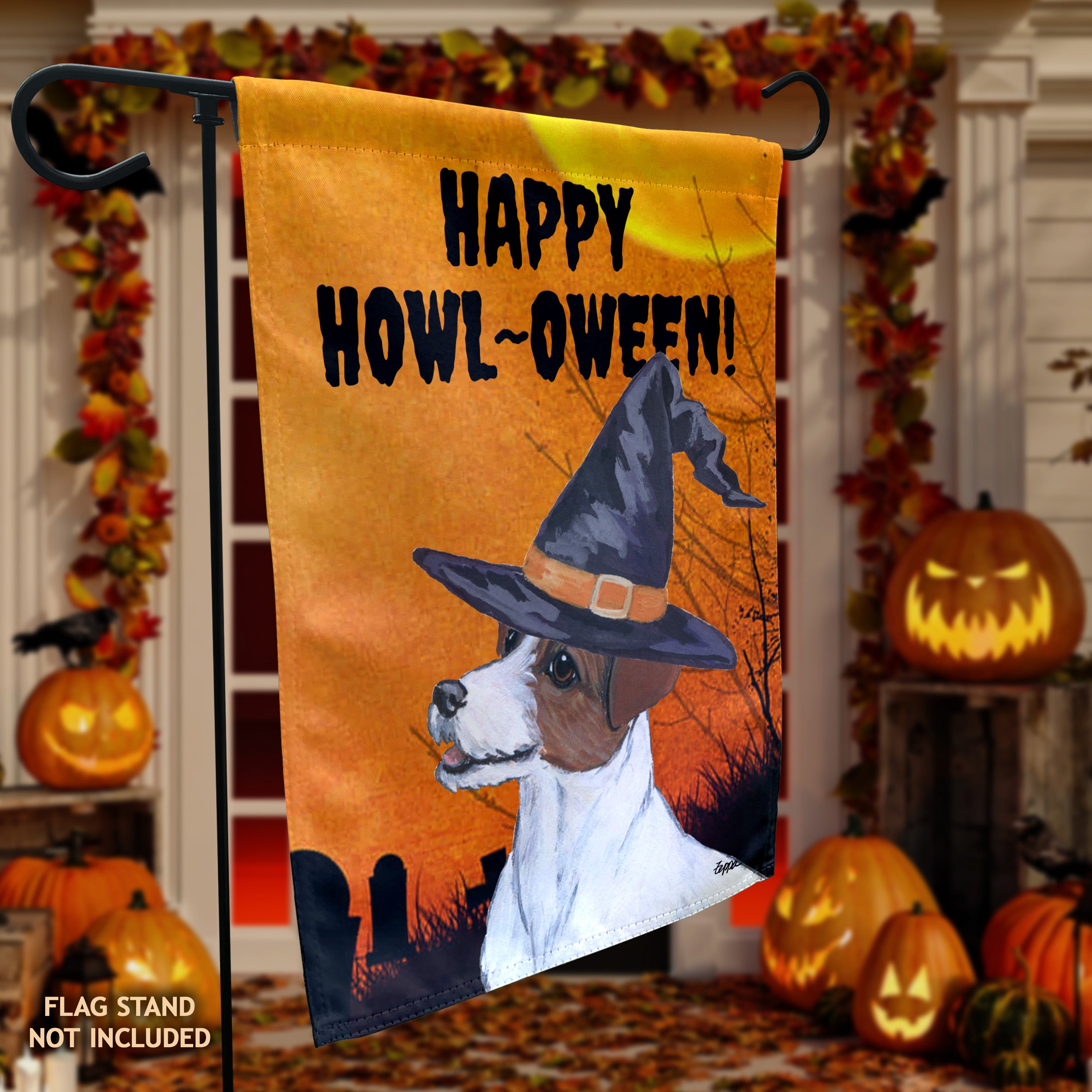 Jack Russell Terrier Halloween Garden Flag