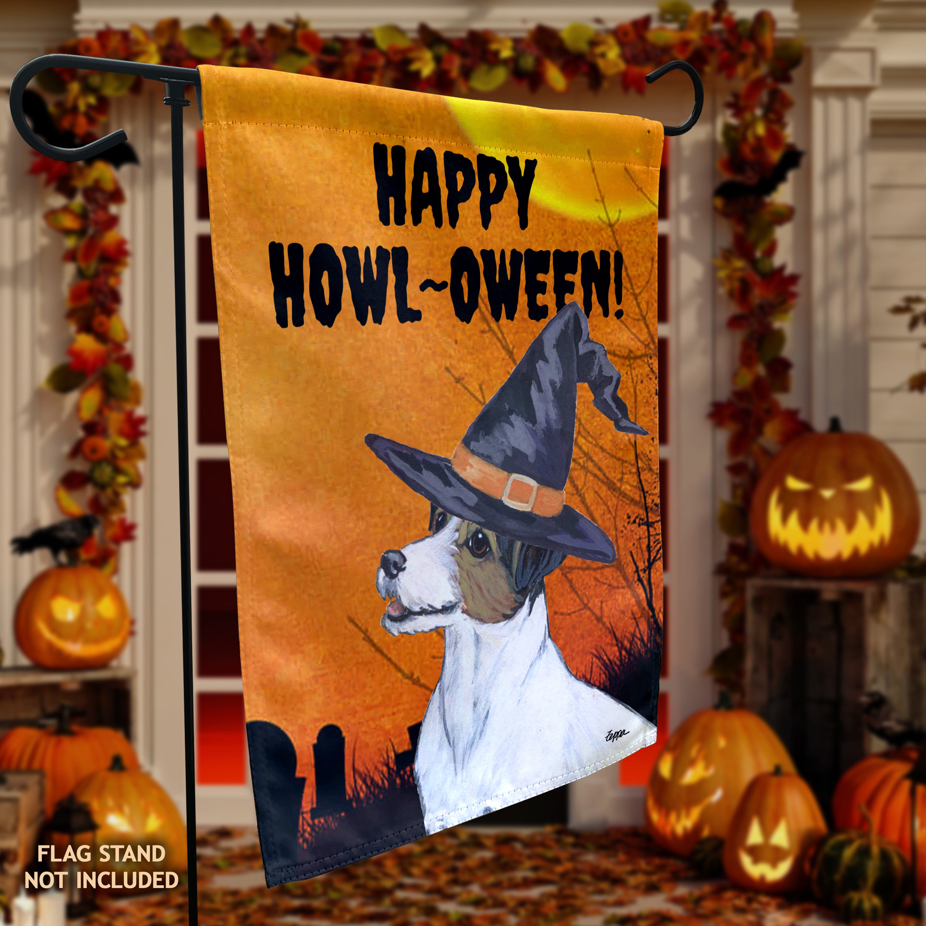 Jack Russell Terrier Halloween Garden Flag