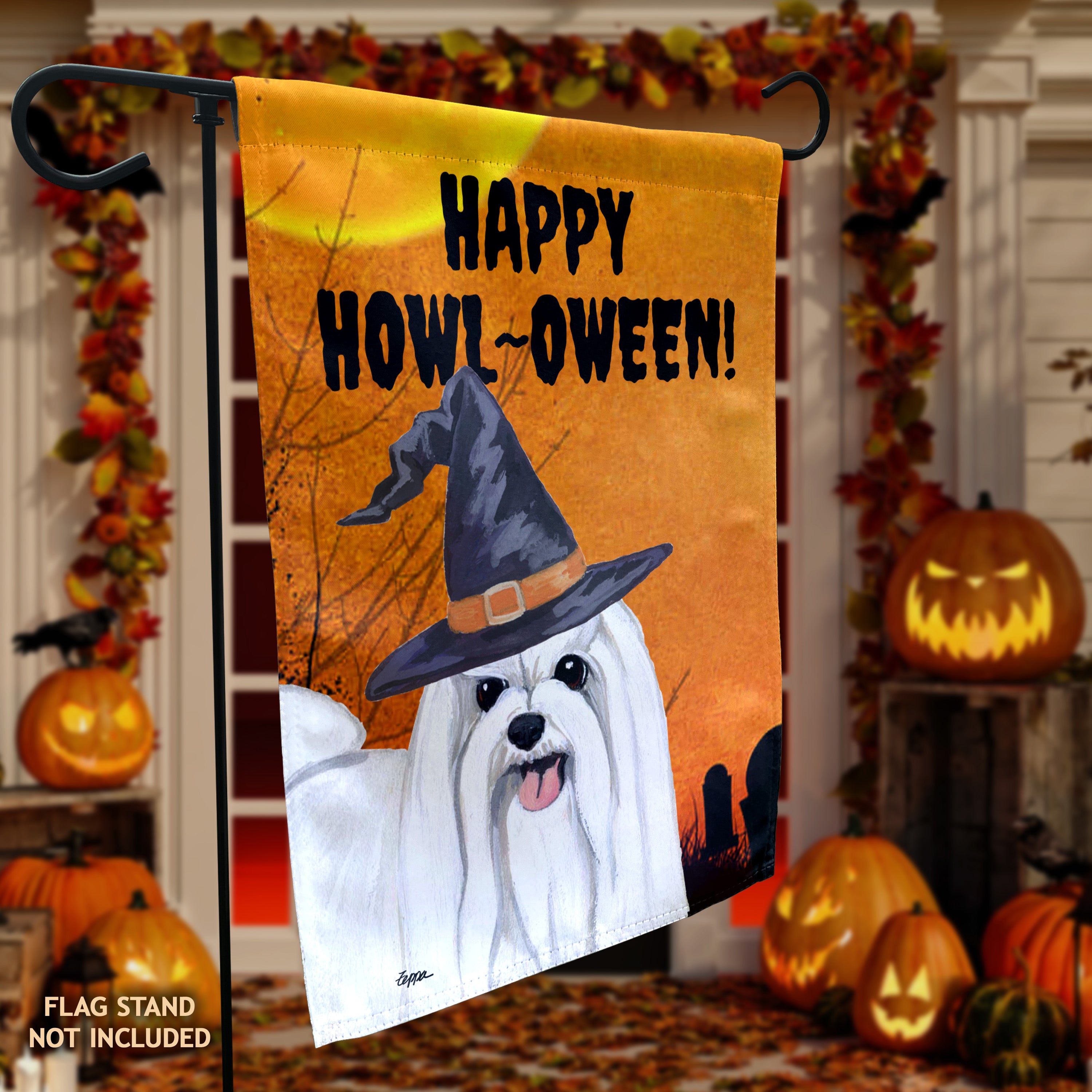 Maltese Halloween Garden Flag