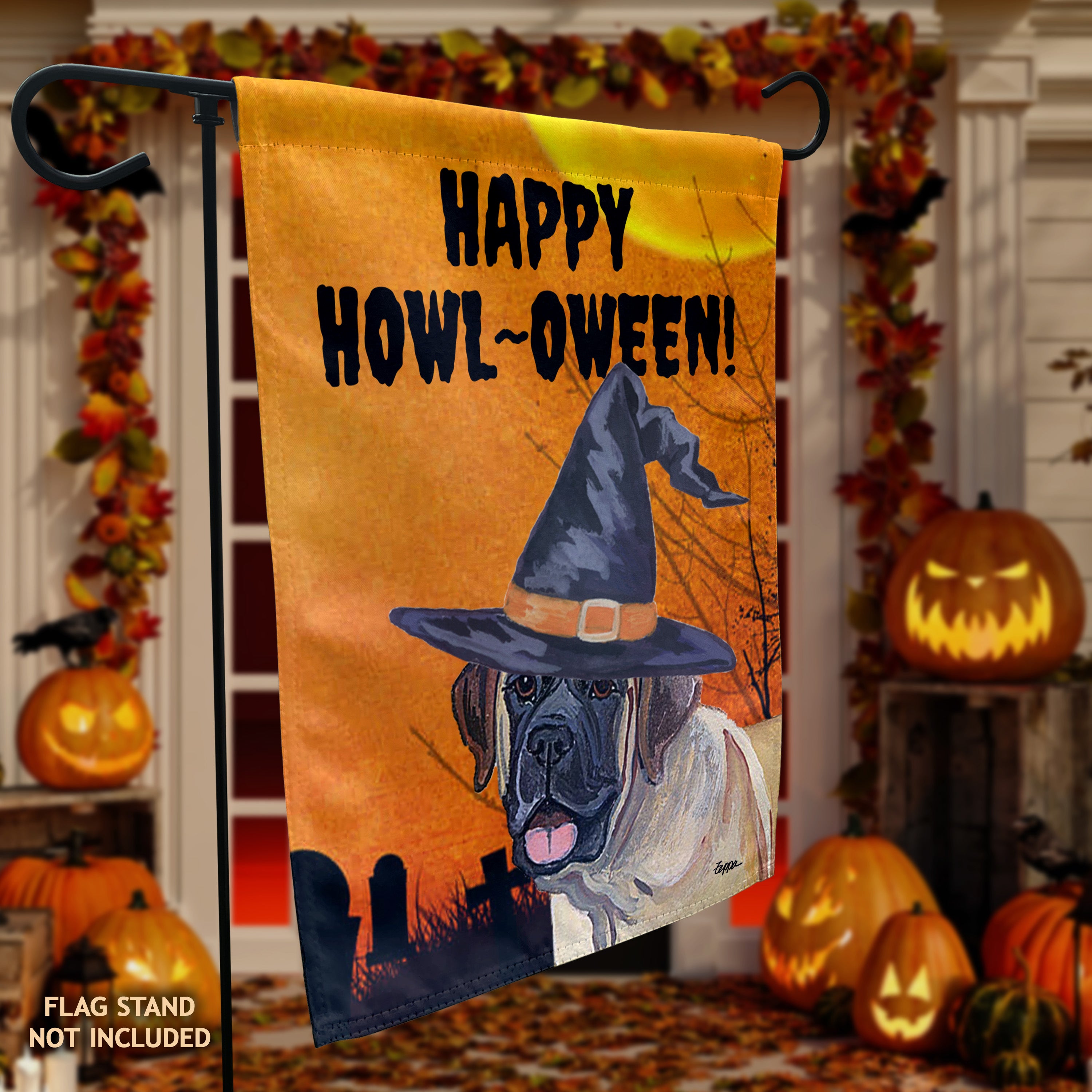 Mastiff Halloween Garden Flag