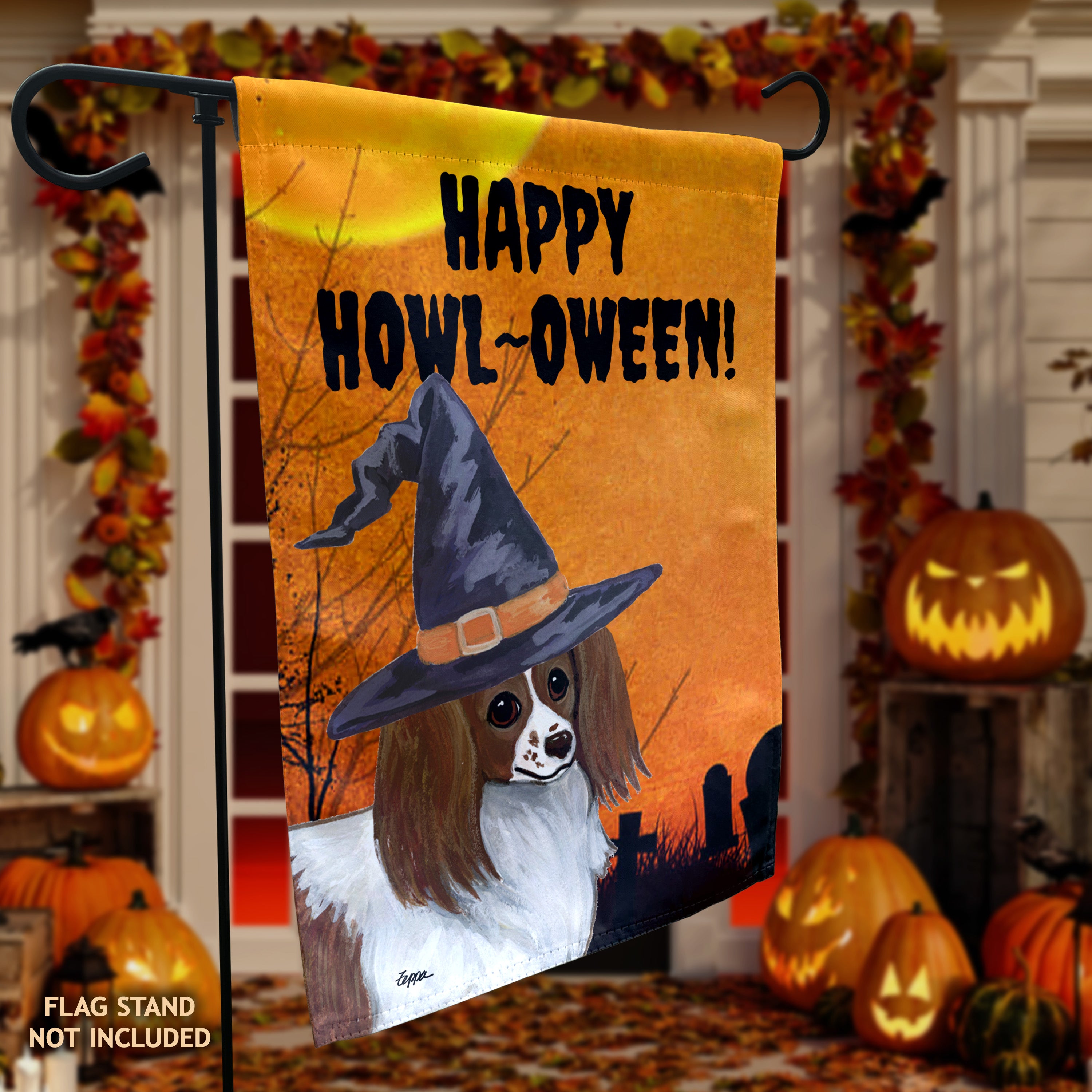 Papillon Halloween Garden Flag