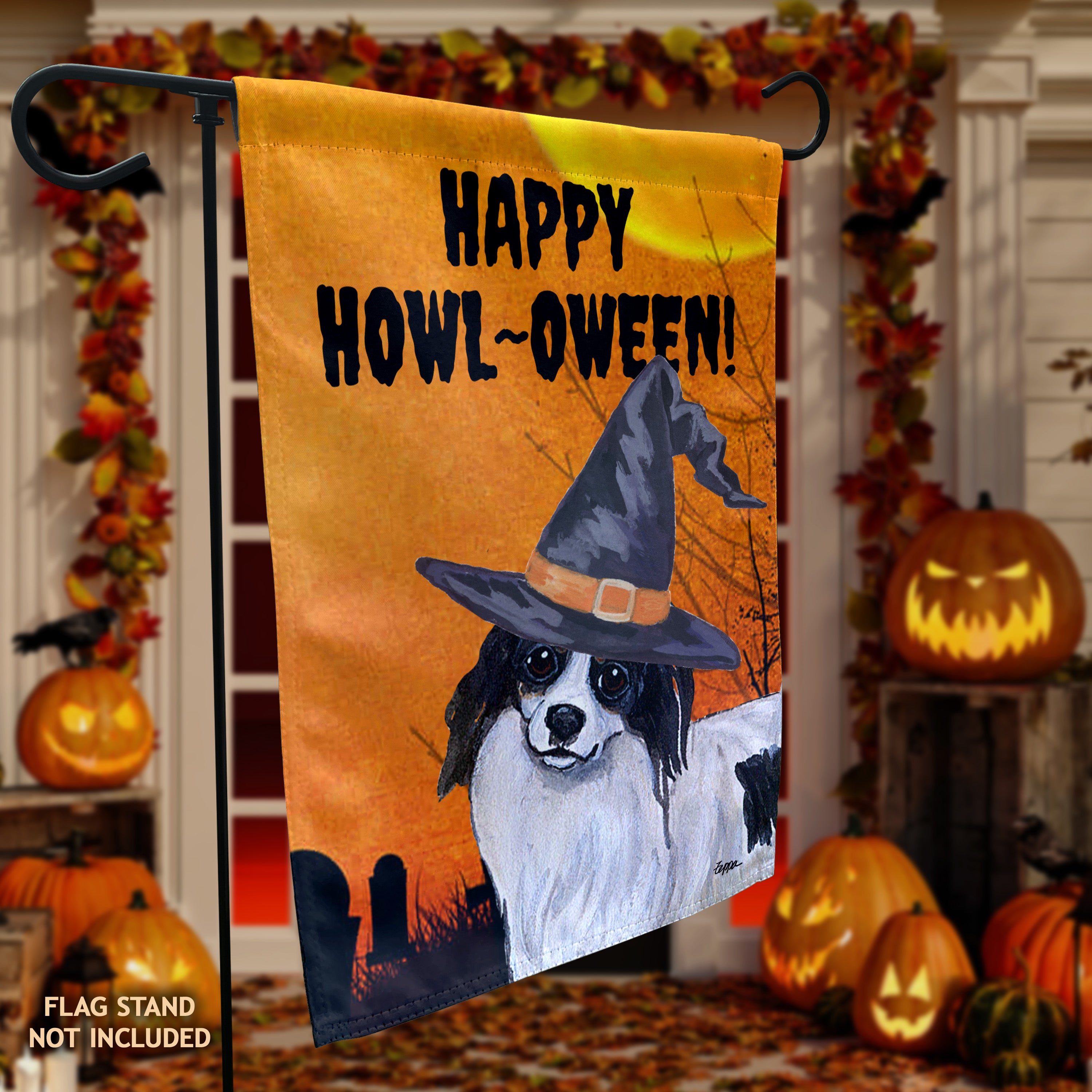 Papillon Halloween Garden Flag
